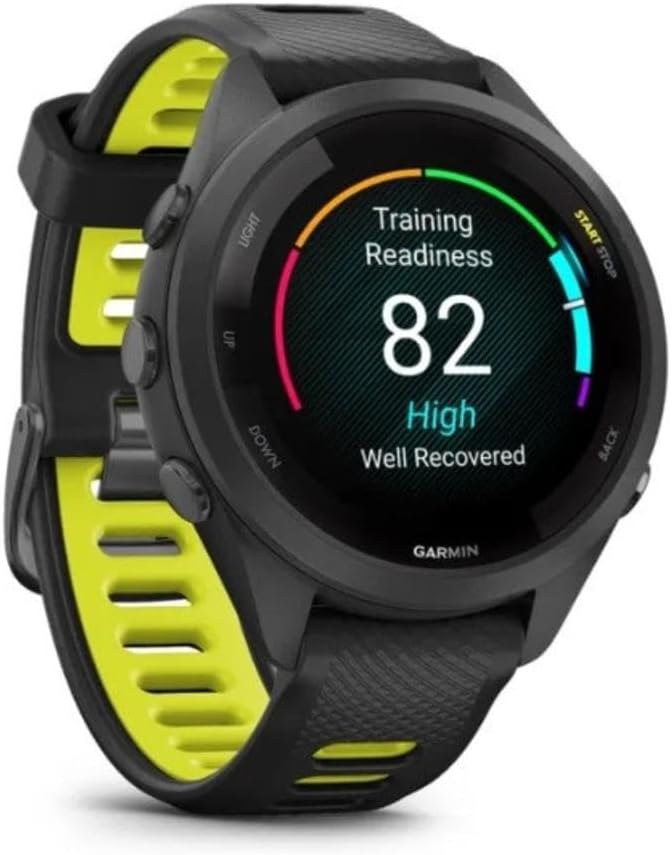 Garmin Forerunner 265S Running Smartwatch for Unisex, 42 mm Size, Black/Amp Yellow
