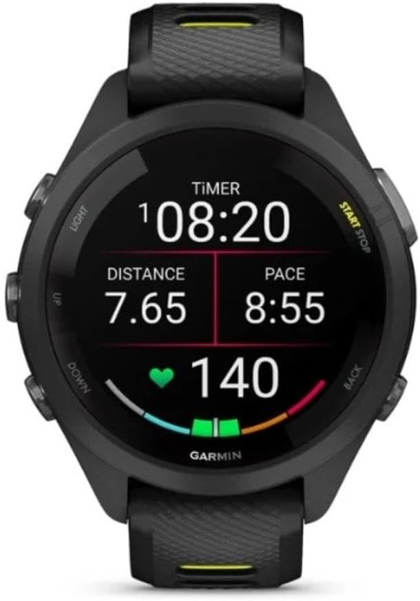 Garmin Forerunner 265S Running Smartwatch for Unisex, 42 mm Size, Black/Amp Yellow