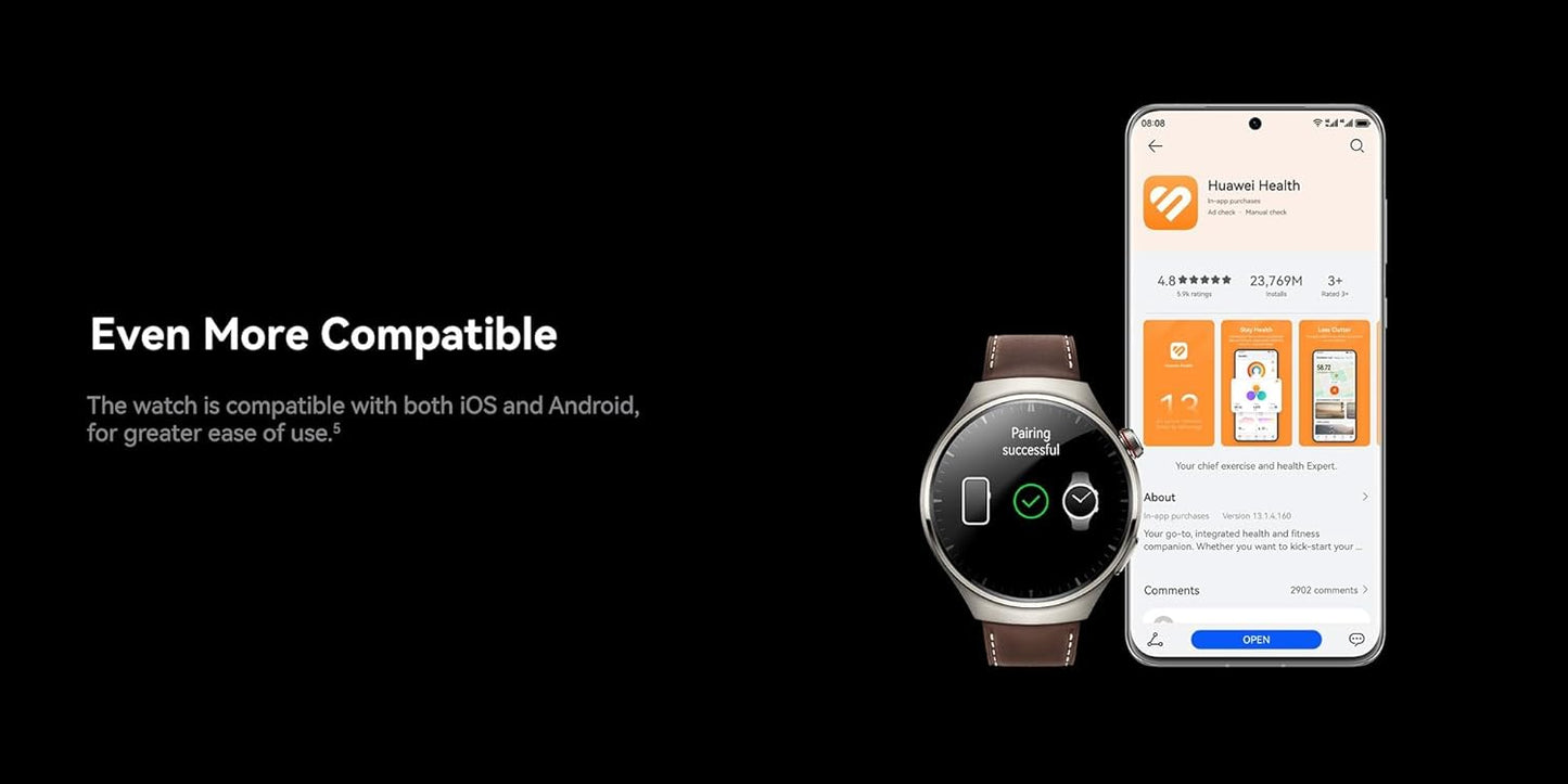 HUAWEI Watch 4 Pro Smartwatch, Spherical Sapphire Glass, Health at a Glance, eSIM Cellular calling, Fresh-new Activity Rings, 21-Day Battery Life, ECG Analysis, Compatible with Andriod & iOS, Titanium