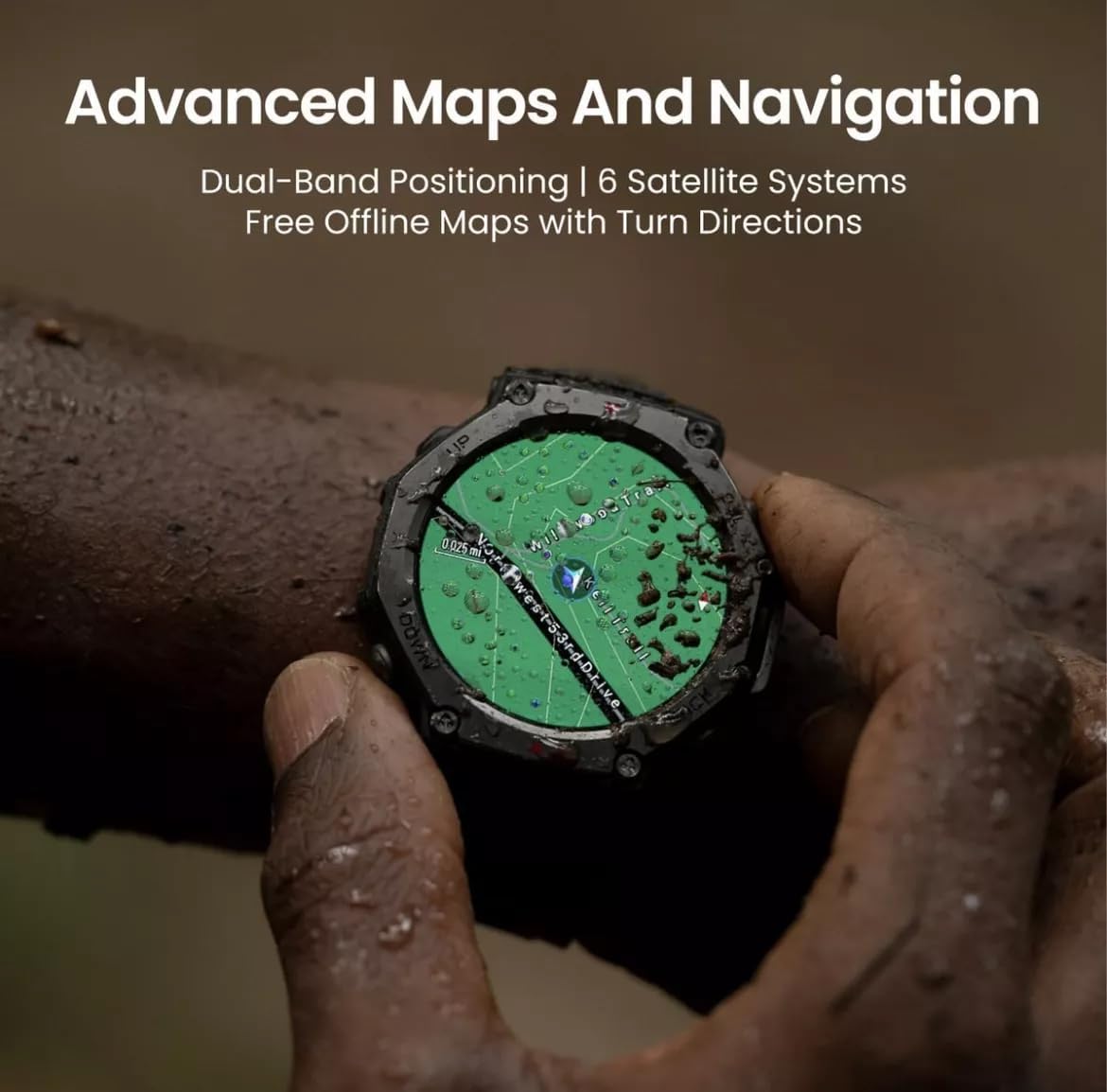 Amazfit T-Rex 3 Rugged / Military Smart Watch 48mm, GPS, Offline Map, Long Runtime, 328 Feet Waterproof, 170 Fitness/Exercise Modes, AI, Voice Control (Red)