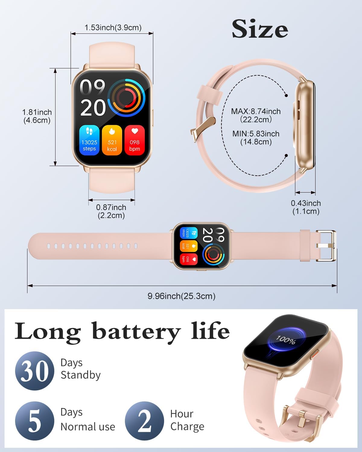 RUIMEN Smart Watch Answer Dial Call,Smart Watches for Women Men HD Touch Screen Fitness watch with SpO2-Monitor Heart Rate Sleep Monitor Pedometer Watch Multi Sports Mode for Android iOS