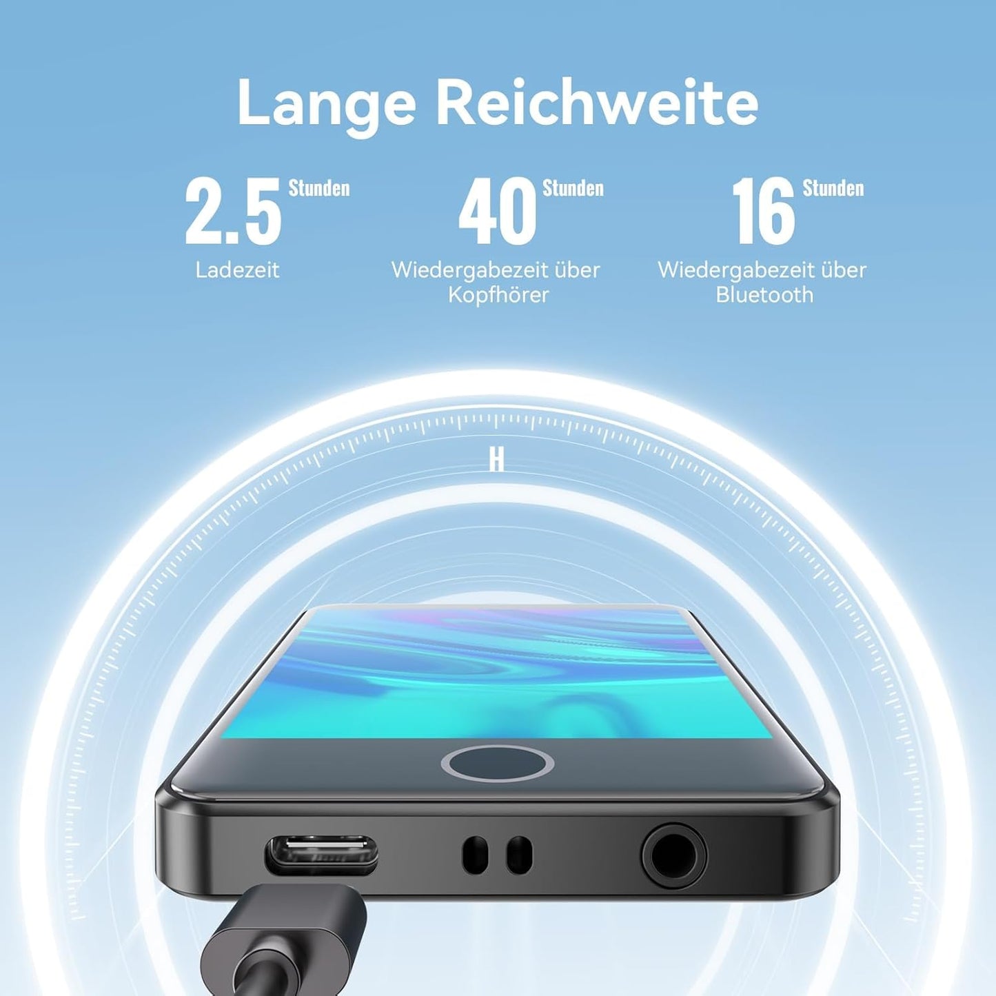 64GB MP3 Player with Bluetooth 5.3, AGPTEK 2.4" Full Touch Screen MP3 Music Player with Speaker, FM Radio, Voice Recorder, E-Book, Line-in Recording