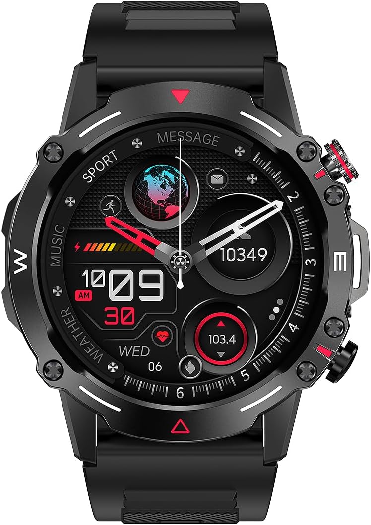 Armfit HULK Smart watch with AMOLED Always On Display Smart watches for men, BT Calling Waterproof Fitness Watch with Heart Sleep Monitor for Android iOS (Black)