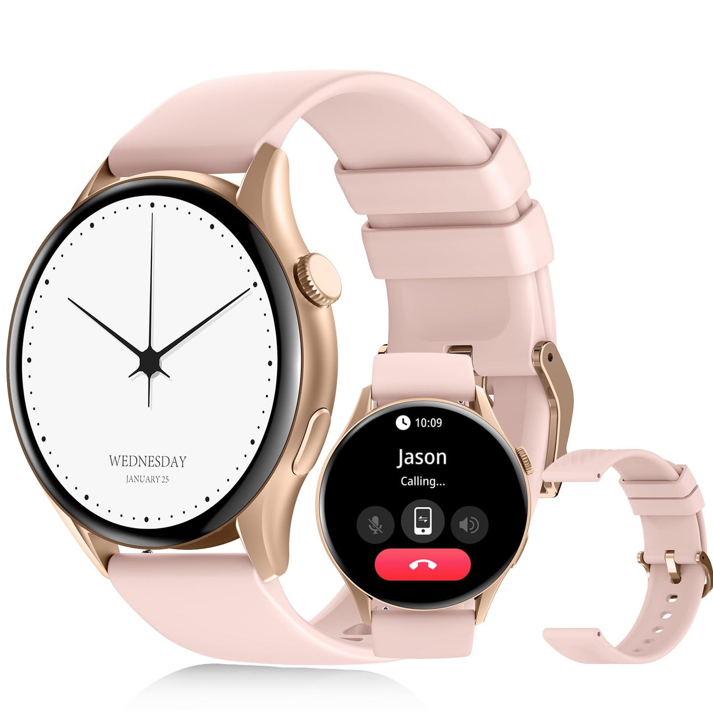 PEJE ZW10-AMD 1.43" Smartwatch -Smart Watches for Men, SpO2/HR/Sleep Monitor, Muslim Prayer Alerts,IP68 Waterproof,120 Sports Modes, Bluetooth Calls Compatible Android iOS,Bring a spare strap (Silver)
