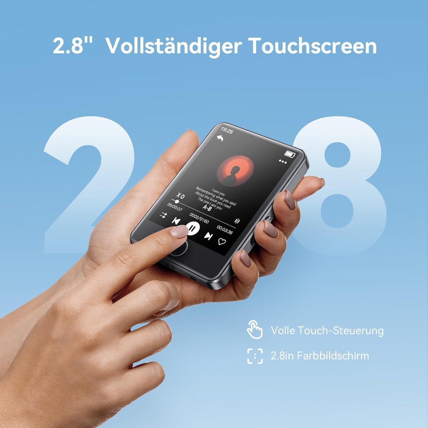64GB MP3 Player with Bluetooth 5.3, AGPTEK 2.4" Full Touch Screen MP3 Music Player with Speaker, FM Radio, Voice Recorder, E-Book, Line-in Recording