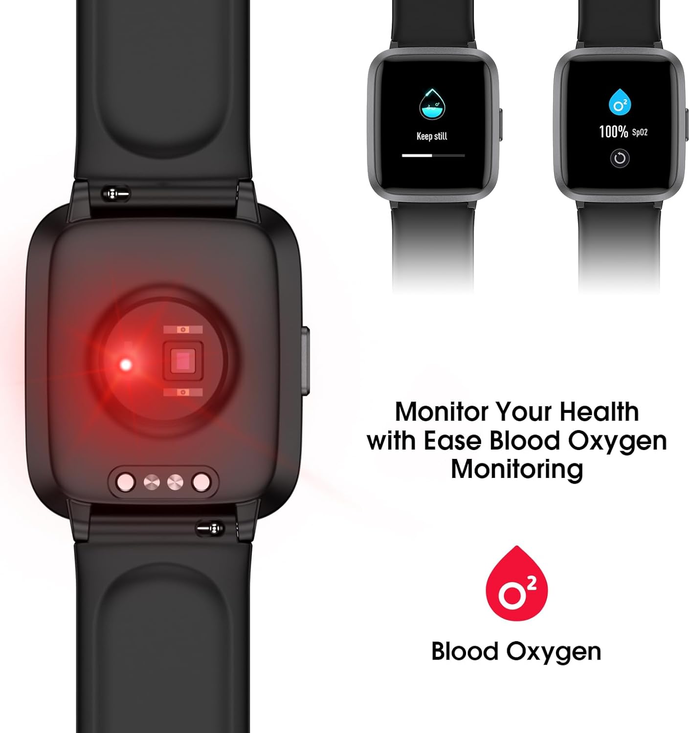 EURANS Smart Watch 41mm, Full Touchscreen Smartwatch, Fitness Tracker with Heart Rate Monitor & Blood Oxygen, IP68 Waterproof Pedometer Watch for Women Men Compatible with iOS & Android Phones