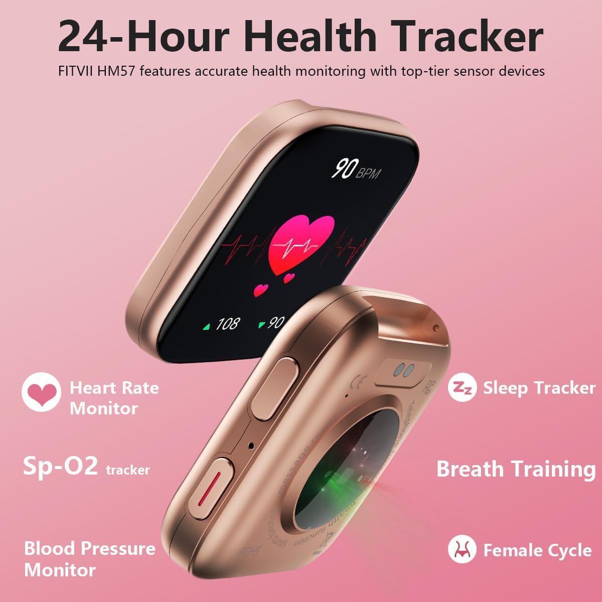 FITVII Health & Fitness Tracker 2024 (Answer/Make Calls), Smart Watch with 24/7 Heart Rate and Blood Pressure, Sleep Tracking, Blood Oxygen Monitor, 120+ Sport Mode Waterproof Activity Tracker