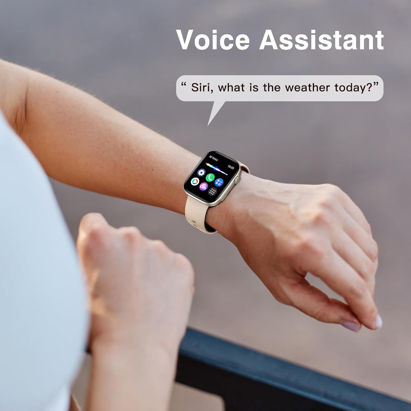BRIBEJAT Smart Watch for Women Compatible iPhone Samsung Android, Voice Assistant & Answer/Make Call, 2.01'' Large Screen IP68 Waterproof, 110+ Sports, Spo2/Heart Rate/Sleep Monitor, Gold