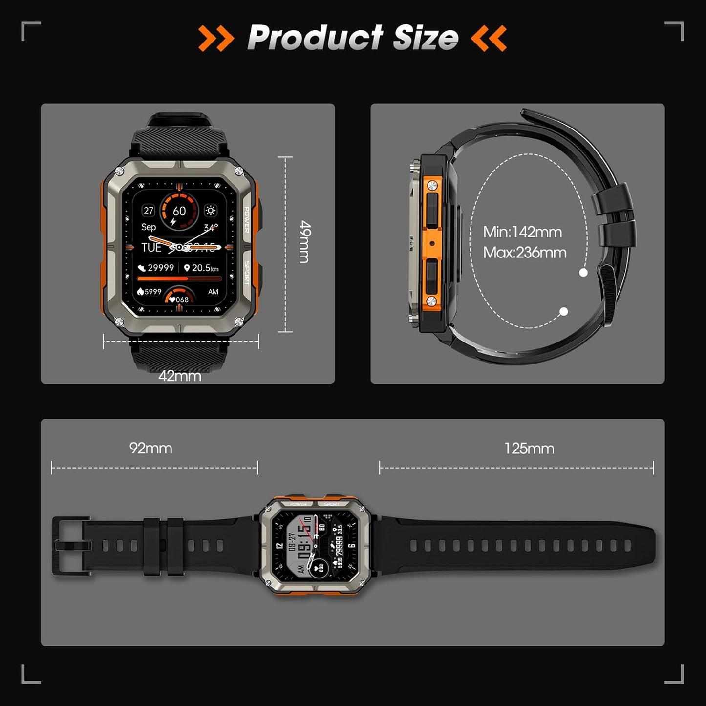 Rgthuhu Military Smart Watch for Men with Blood Pressure (Answer/Make Call), Rugged Tactical Smartwatch for Android and iPhone