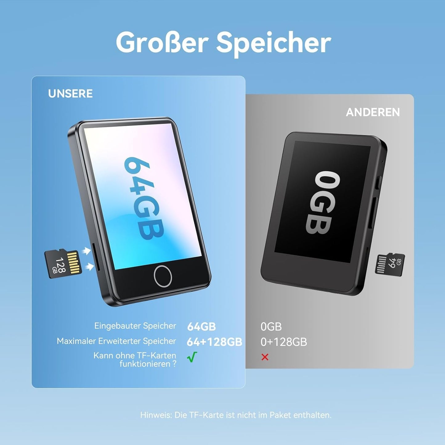 64GB MP3 Player with Bluetooth 5.3, AGPTEK 2.4" Full Touch Screen MP3 Music Player with Speaker, FM Radio, Voice Recorder, E-Book, Line-in Recording