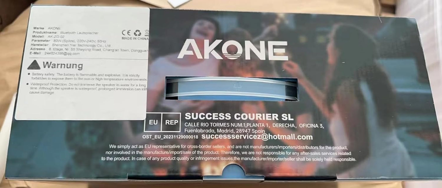 AKONE Portable Bluetooth Speaker, 80W Peak Wireless Outdoor Speaker with LED Light, Deep Bass, 20 Hour Playtime, IP67 Waterproof Bluetooth Speaker, Loud Party Speakers for Camping, Beach, Garage