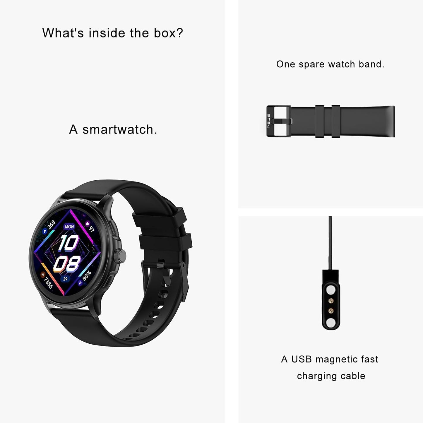 PEJE Smart Watch, 1.43"AMOLED Display, Watches For Men,Smart Watches For Men,Smartwatch With Muslim Reminders, Ip68 Waterproof With 120+ Sport Modes, Compatible with iOS & Android. (Silver)
