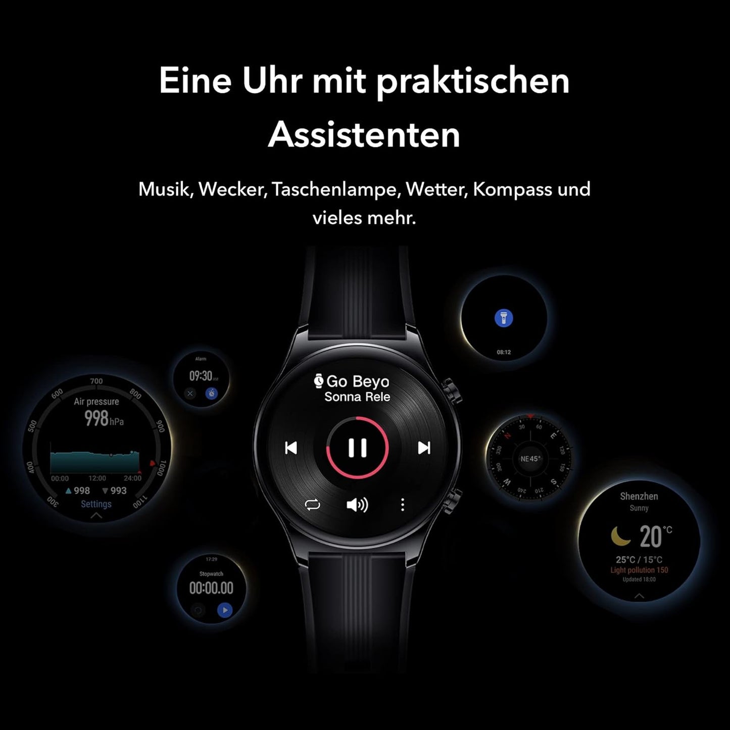 Honor Watch GS 3, SmartWatch with 1.43 Inch AMOLED Touch Screen, Fitness Watch with Heart Rate Monitor, Sleep and Blood Oxygen Monitoring for Android, GPS, 14 Days Battery Life, Midnight Black