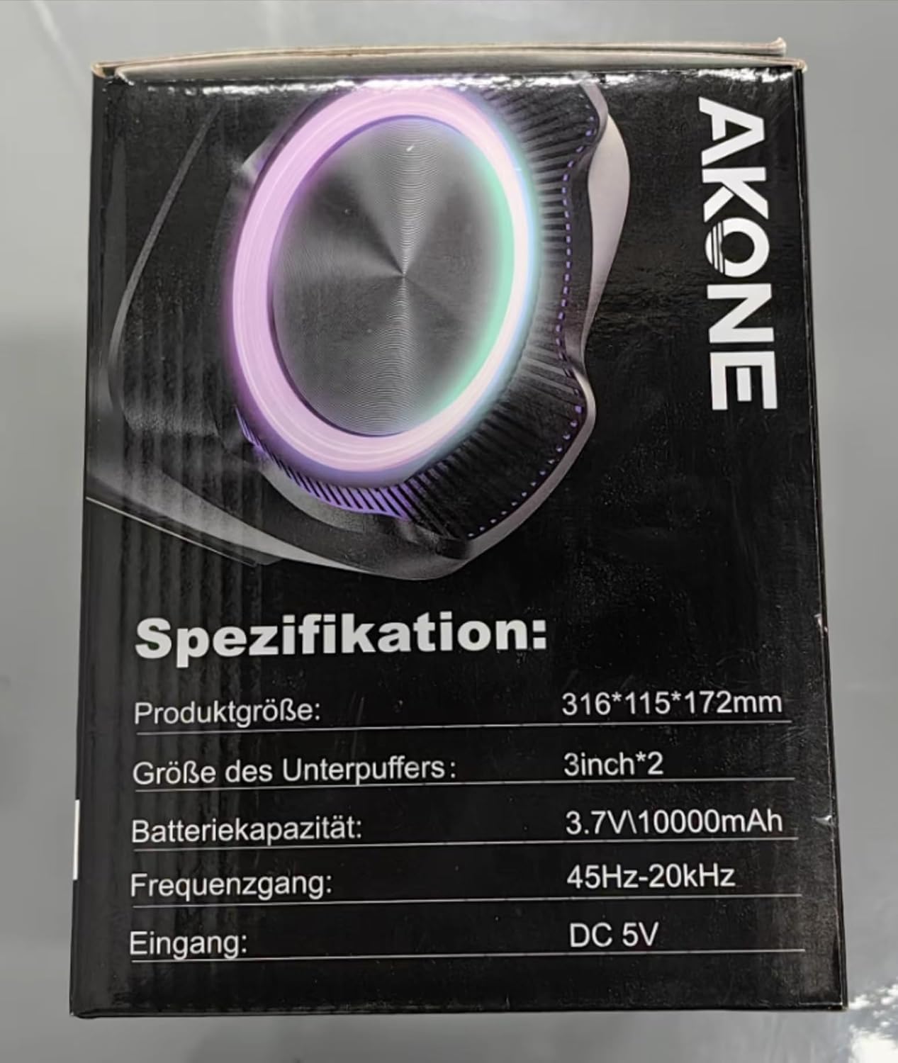 AKONE Bluetooth Speaker, 80 W Peak Music Box, Bluetooth Large Bass Boost with LED Light, Rolling Stereo Sound Box, 20 Hours Battery, IP67 Outdoor Speaker, Boombox for Parties, Beach, Camping