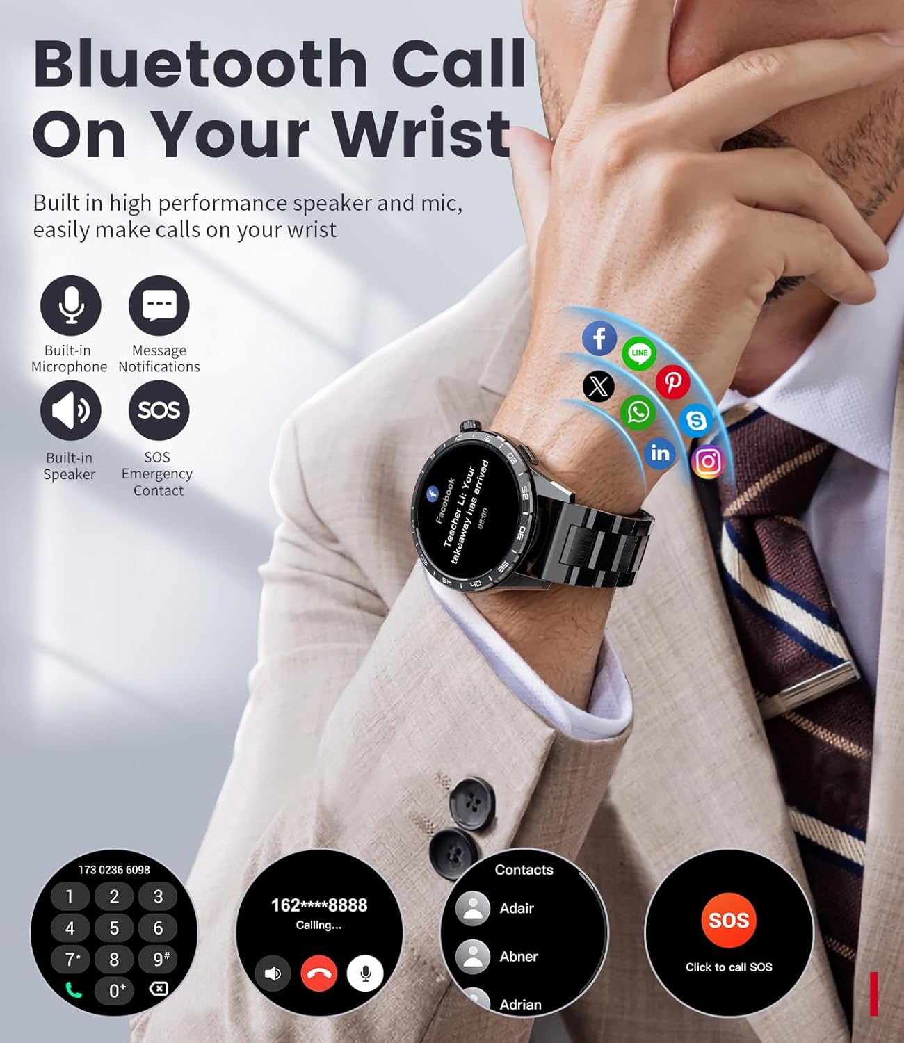LIGE Military Smart Watches for Men(Answer/Make Calls), 1.43" HD AMOLED Fitness Tracker with 110+ Sport Modes, 24/7 Heart Rate Sleep Monitor Smartwatch, IP68 Waterproof Smart Watch for Android iOS