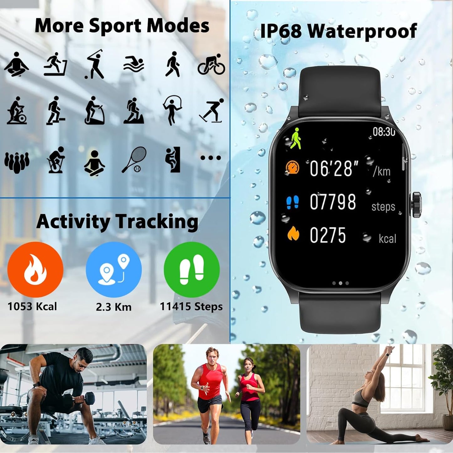 Smart Watch(Answer/Make Call), 2.01" HD Smartwatch for Women Men, Fitness Tracker with 100+ Sport Modes, IP68 Waterproof, Heart Rate/Sleep/Spo2 Monitor, Activity Tracker for Android and iPhone