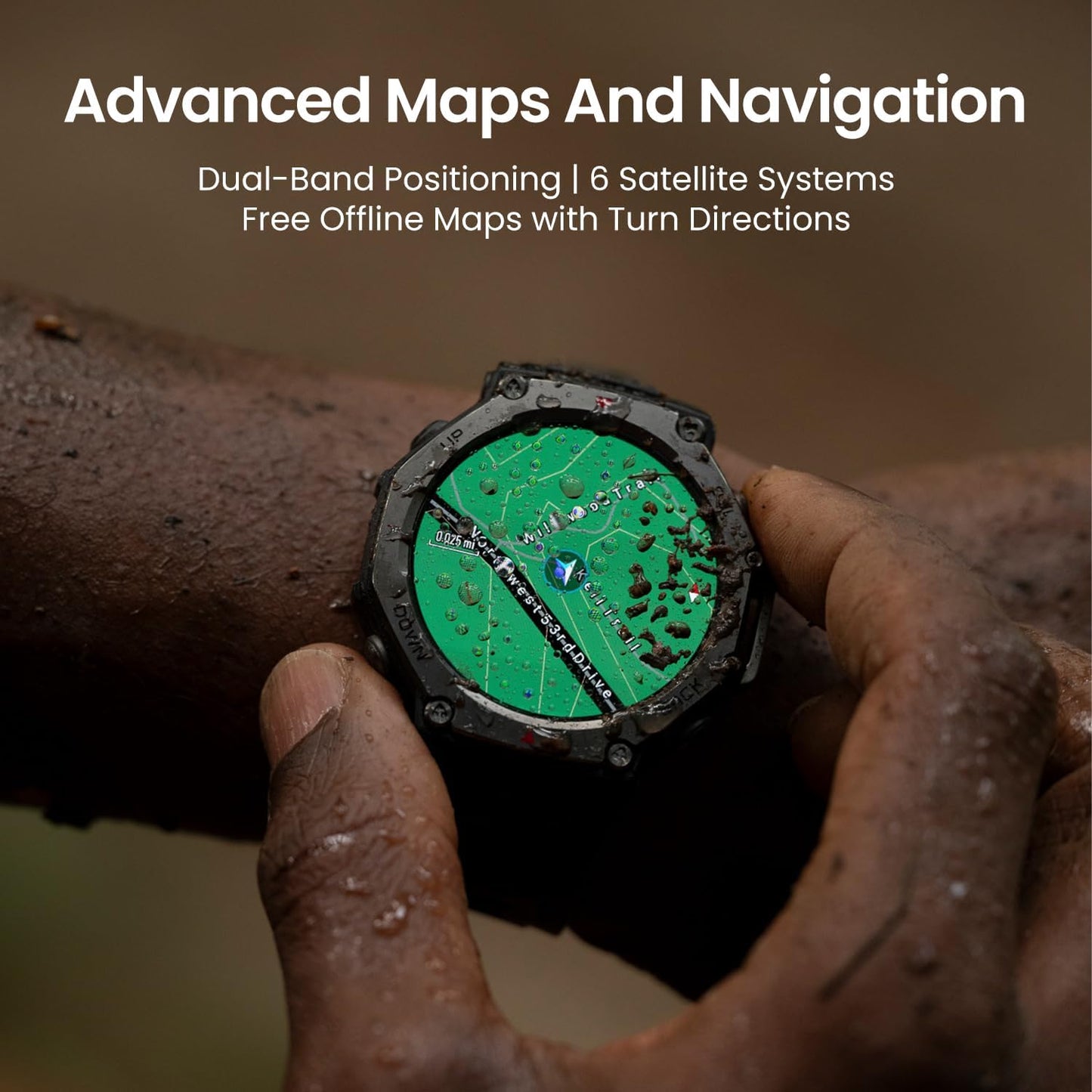 Amazfit T-Rex 3 Smart Watch Outdoor Rugged Military 48mm Display, GPS, Offline Maps, 27 Days Battery Life, 45m Freediving, 100m Water-Resistance, AI & 170 Sports Mode, for Android & iPhone, Black