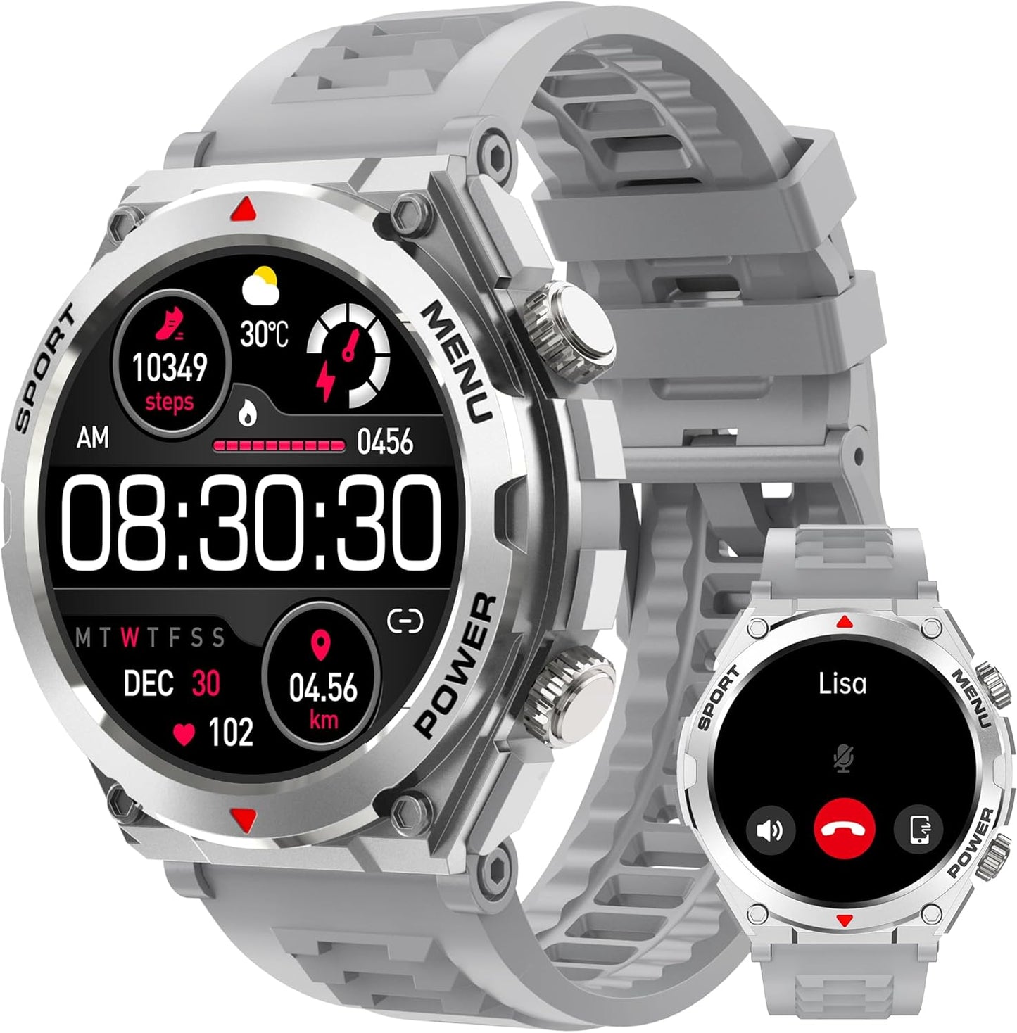 Military Smart Watch for Men (Answer/Make Call), 1.52" HD Smartwatch for Android Phones/iPhone, 100+ Sport Mode Fitness Tracker with Heart Rate, SpO2, Stress and Sleep Monitor, IP68 Waterproof