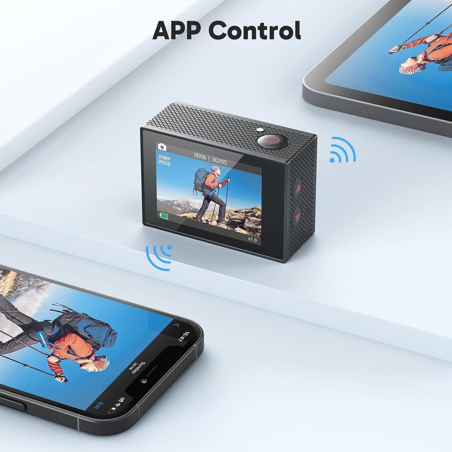 4K 30fps 20MP WiFi Sports Camera - 4k Camera Waterproof up to 30 m with Stabilization, 170° Wide Angle - 2.4G Remote Control - Ultra HD Image Quality for Adventure Enthusiasts