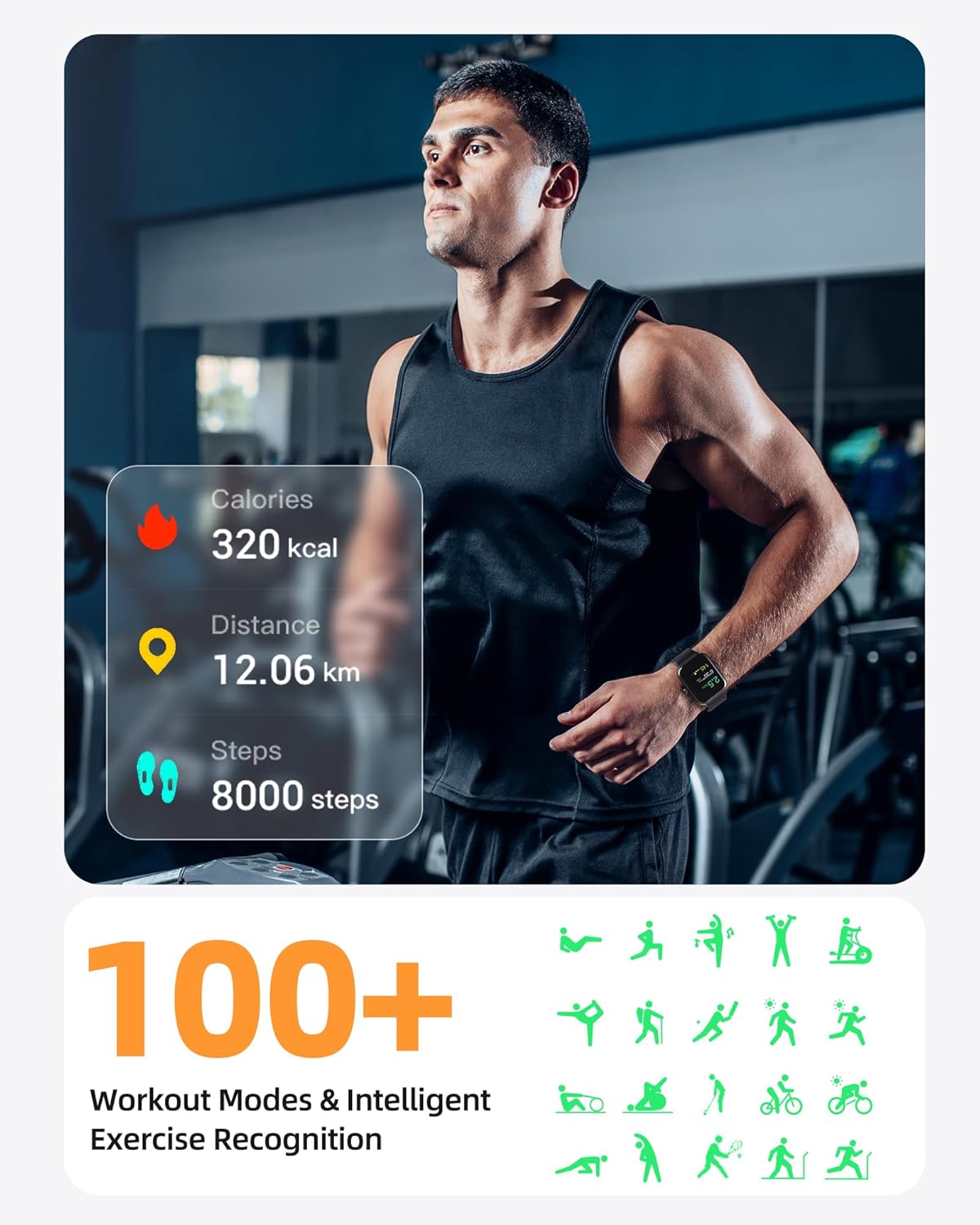 Parsonver Smart Watch for Men Women, Answer/Make Calls, Alexa Built-in, 1.8" Fitness Activity Tracker, Heart Rate Blood Oxygen Sleep Monitor for Android iPhone, IP68 Waterproof 100+ Sport Modes, GOPO1