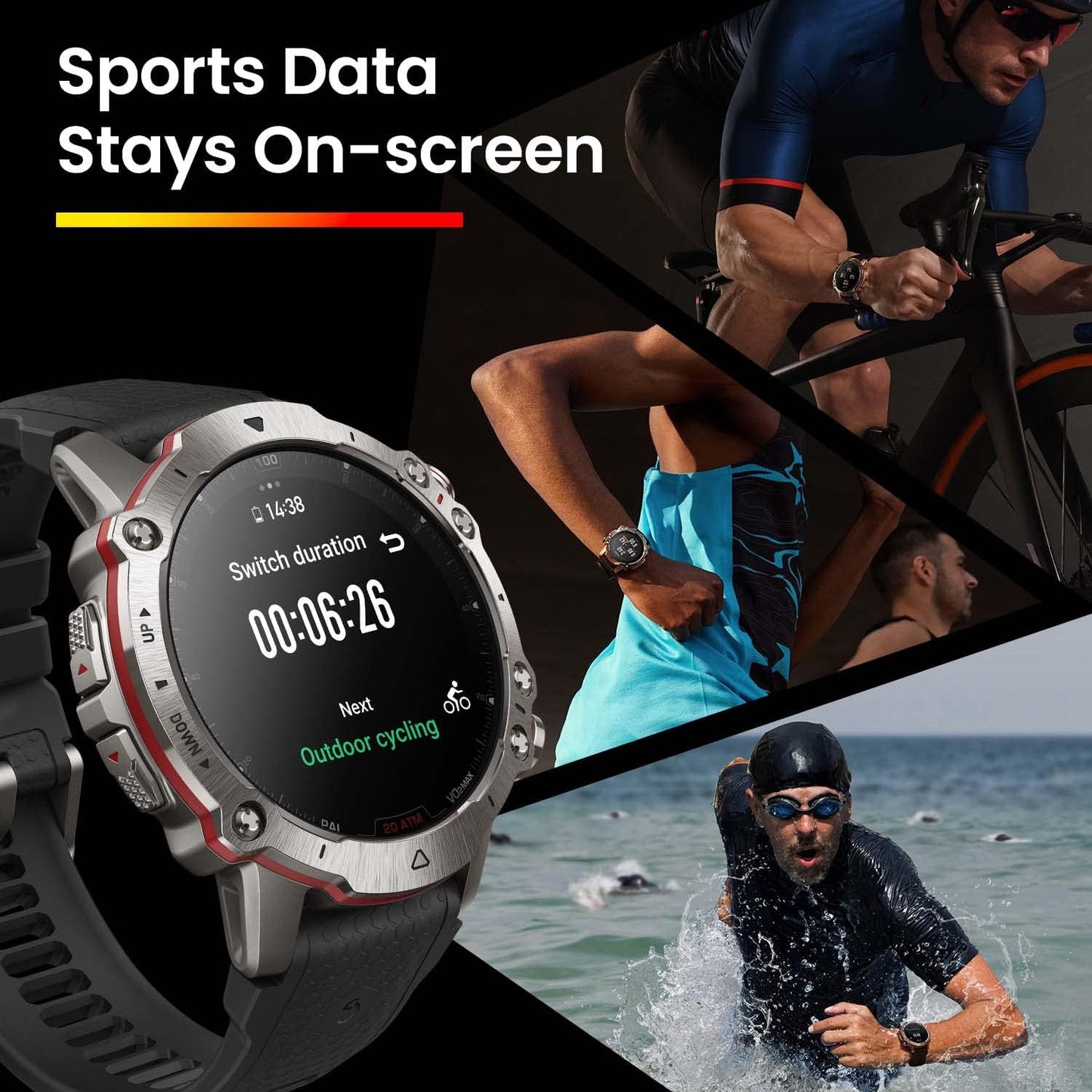 Amazfit Falcon 49mm Outdoor Smartwatch with Dual Band GPS, Smart Sports Coach, Training Templates, 150 Sports Modes, Sapphire Display, Military Grade Titanium Case, 20 ATM Water Resistant for Men