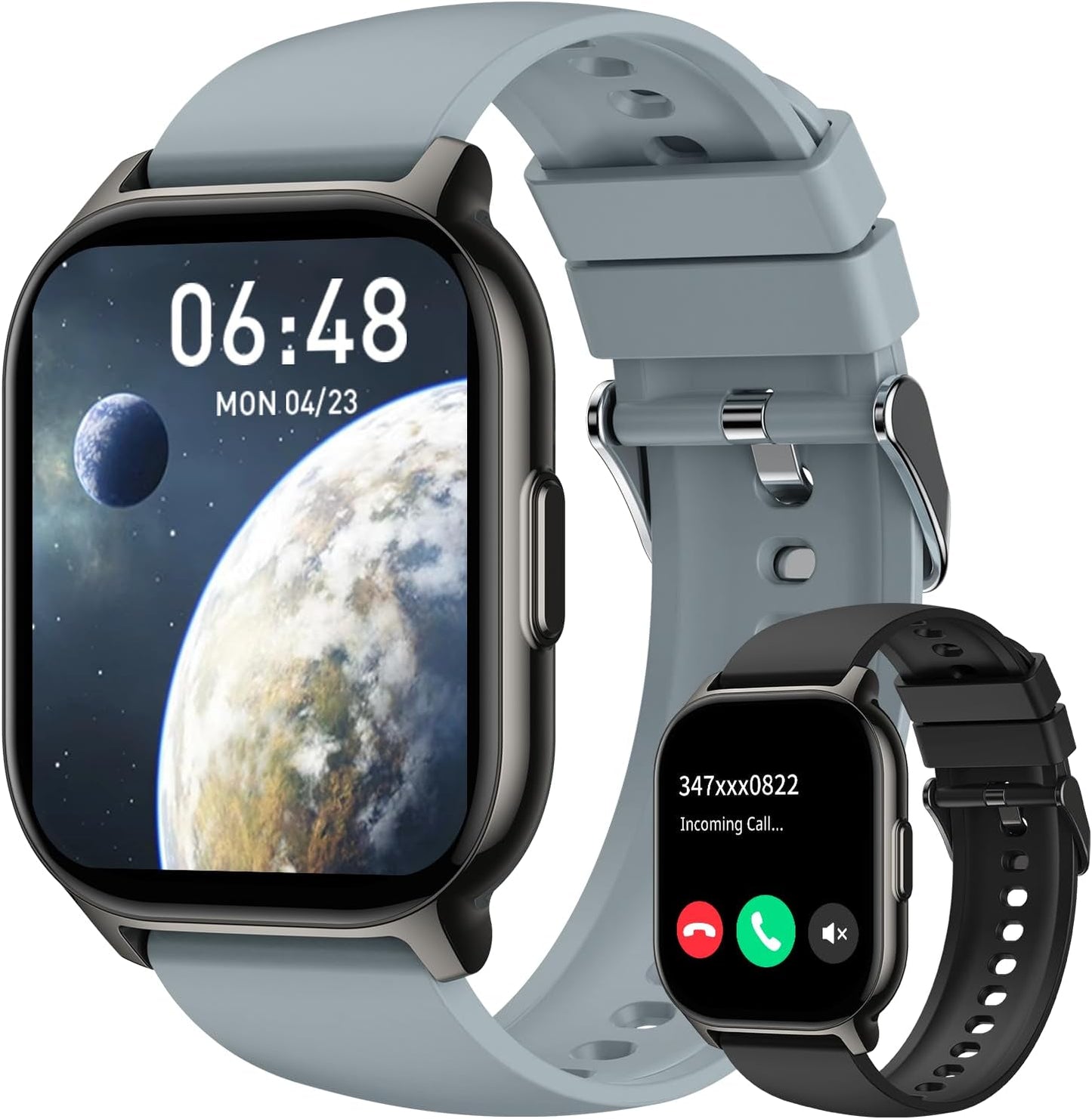 Smart Watch for Men Women Fitness: Make/Answer Call Smart Watches for Men Digital Mens Watches Waterproof Step Tracker Smartwatch Android Phones iPhone Samsung Compatible Heart Rate Monitor Gray