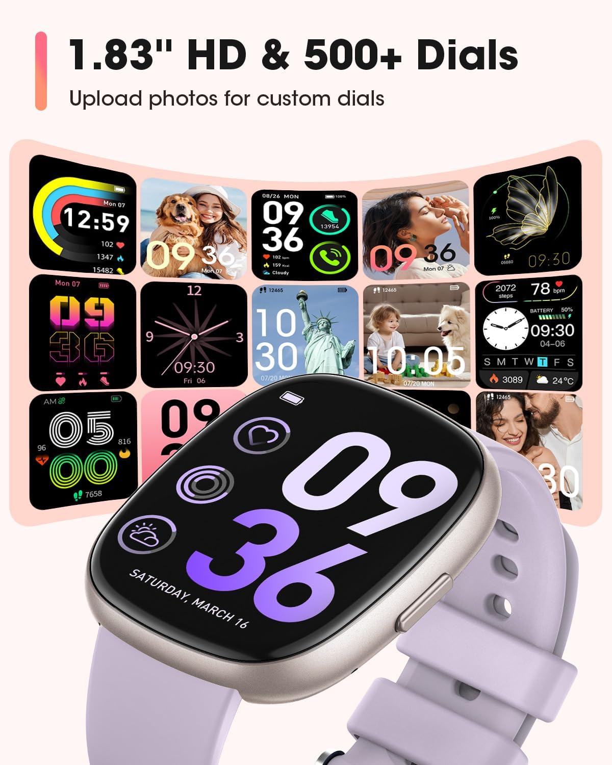 Smartwatch Men Women with Phone Function, Sports & Nylon & Silicone Replacement Straps: Fitness Watch 5ATM Waterproof & 120+ Sports Modes for Android iOS Watch with Heart Rate Monitor SpO2 Sleep