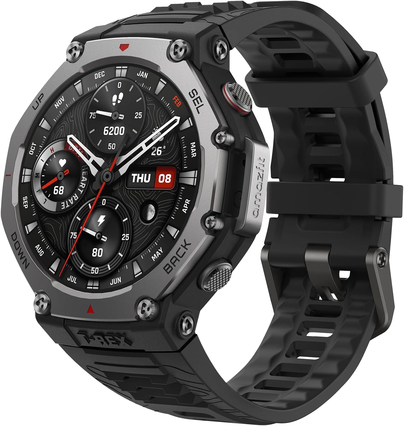 Amazfit T-Rex 3 Smart Watch Outdoor Rugged Military 48mm Display, GPS, Offline Maps, 27 Days Battery Life, 45m Freediving, 100m Water-Resistance, AI & 170 Sports Mode, for Android & iPhone, Black