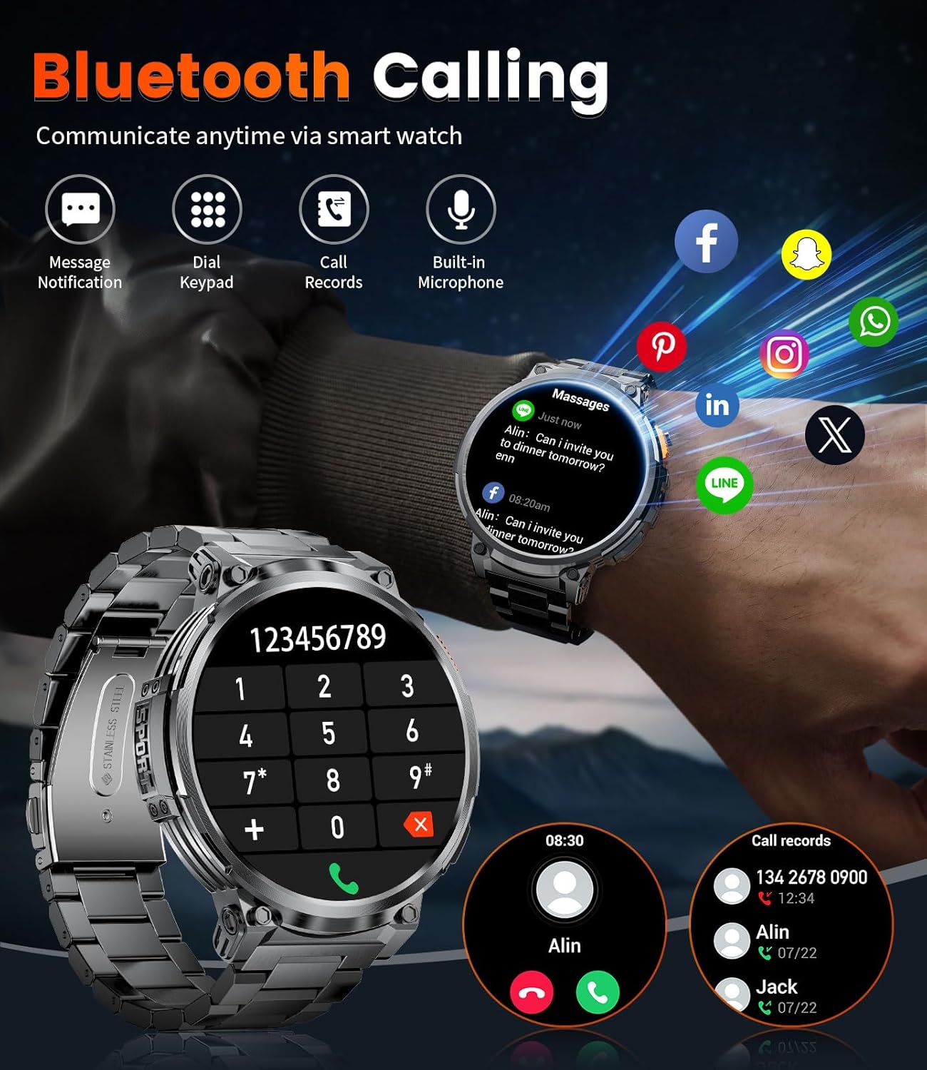 LIGE Smart Watch with 730mAh Battery, 1.85" HD IPS Screen Android Smart Watch with Bluetooth Voice Call/Waterproof IP68/Sleep Monitoring/Heart Rate Monitoring, Android iOS Smart Watches for Men