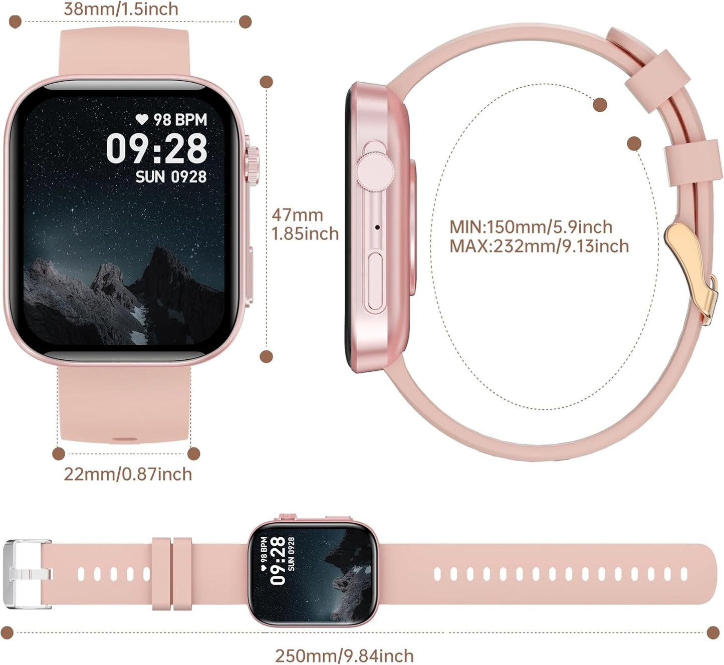 BRIBEJAT Smart Watch for Men Women (Answer/Make Call), 2.01'' Touch Screen Smartwatch, IP68 Waterproof, Fitness Tracker, Pedometer, Heart Rate/SpO2/Sleep Monitor, Compatible with IOS Android Phone