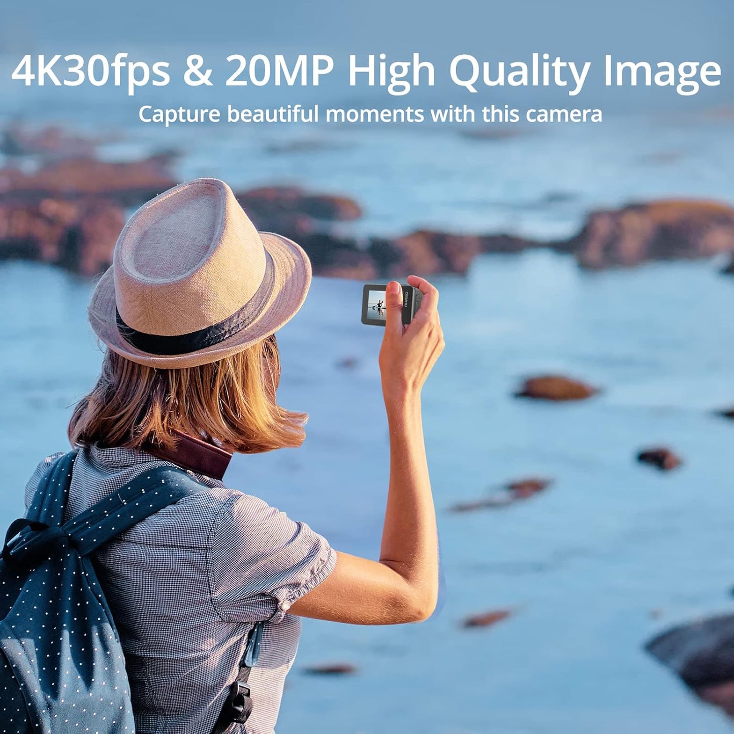 AKASO Brave 7 Action Camera, IPX8 Waterproof Built-in 4K 20MP WiFi Camera with Touch Screen EIS 2.0 Zoom Support External Microphone Voice Control Vlog Camera
