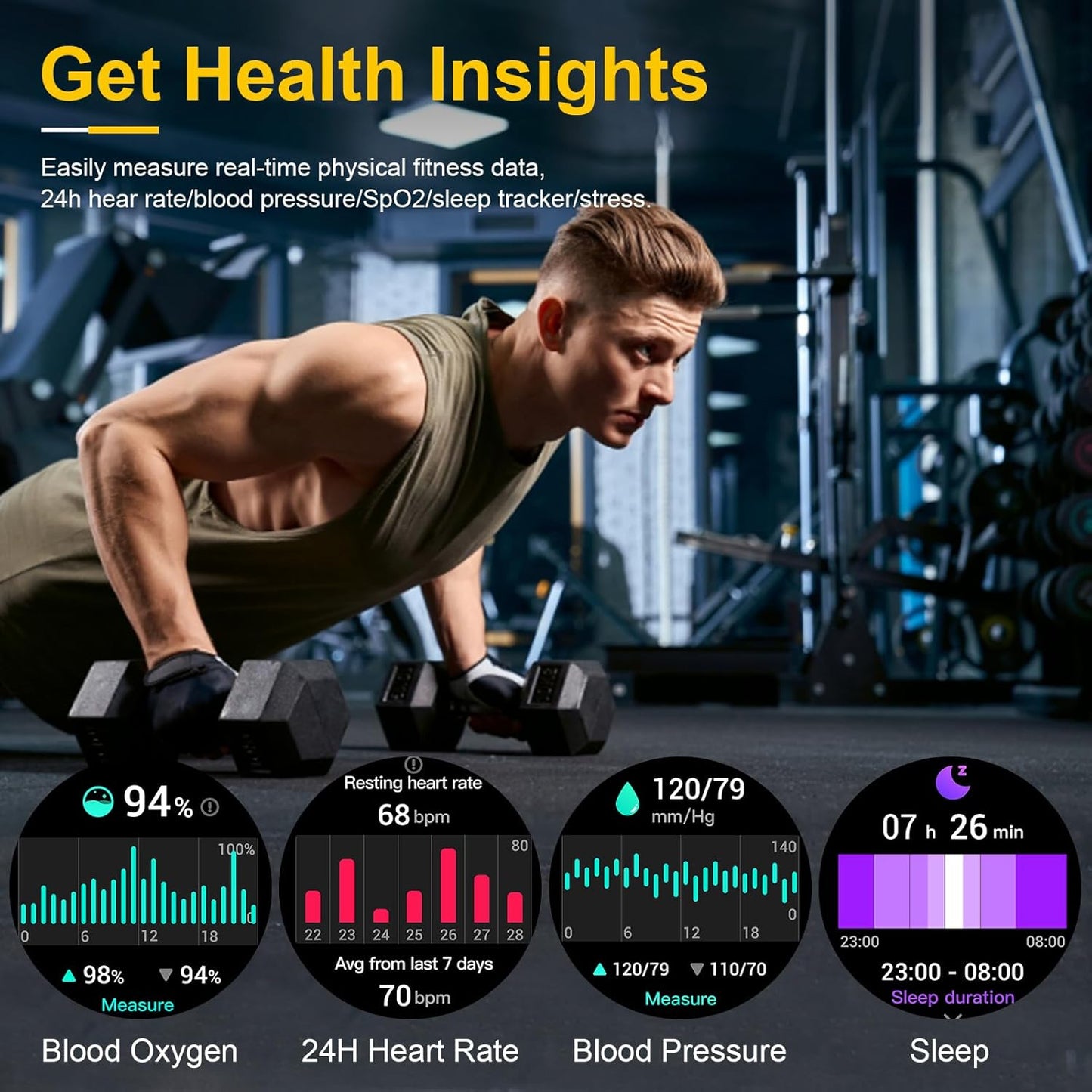 PYRODUM Smart Watches for Men-Bluetooth Call, 1.52" Military Smart Watch for Android iPhone, Waterproof Fitness Watch with Sleep Tracker, 118 Sports Modes, Calorie/Step Count, Rugged Hybrid Smartwatch