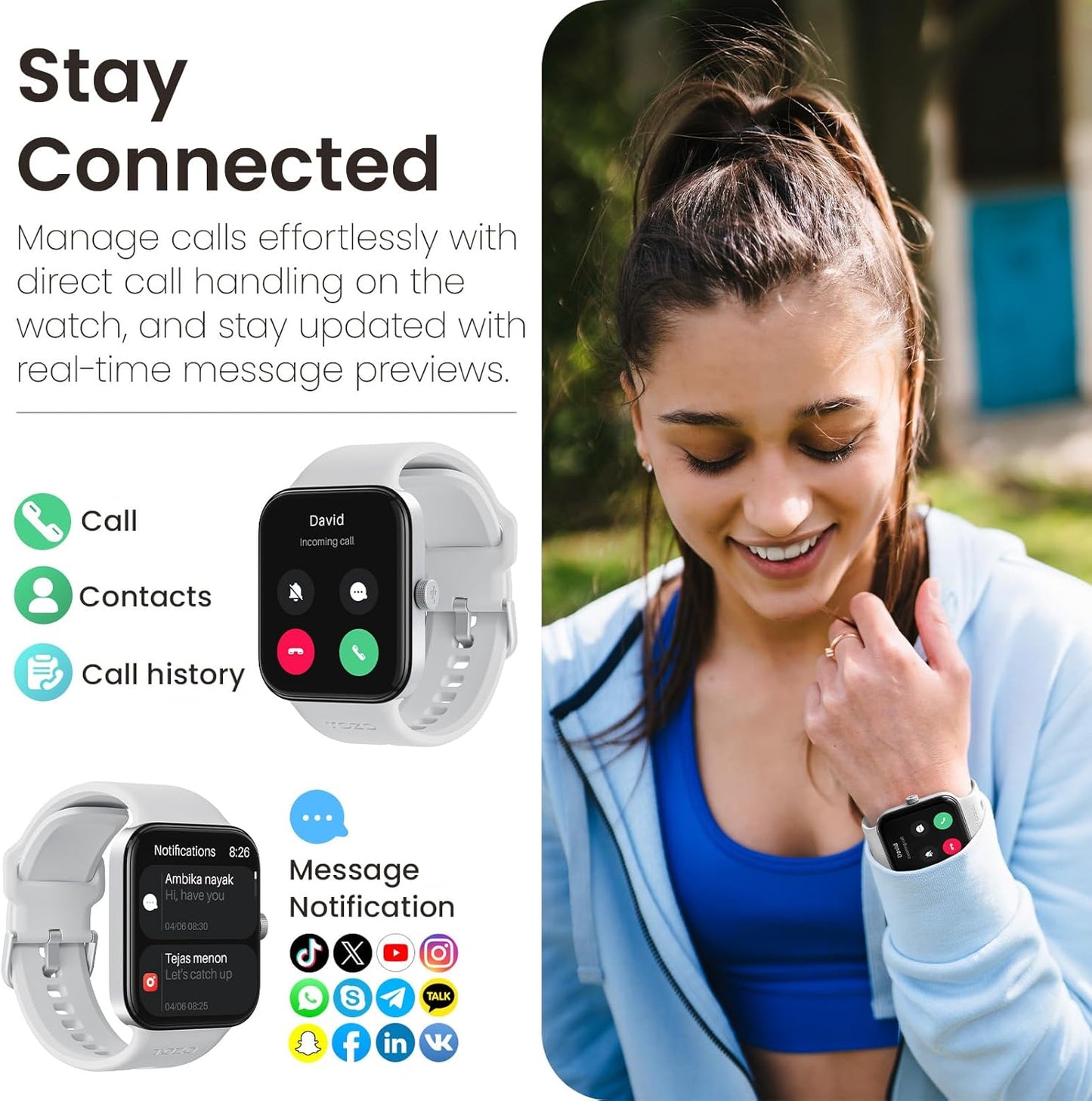 TOZO S4 Smartwatch Women Men Bluetooth Call Fitness Watch with 1.78 Inch Touch Screen, Sports Watch with 100 Sports Modes, Heart Rate Sleep Monitor Pedometer, IP68 Waterproof for Android iOS - Silver