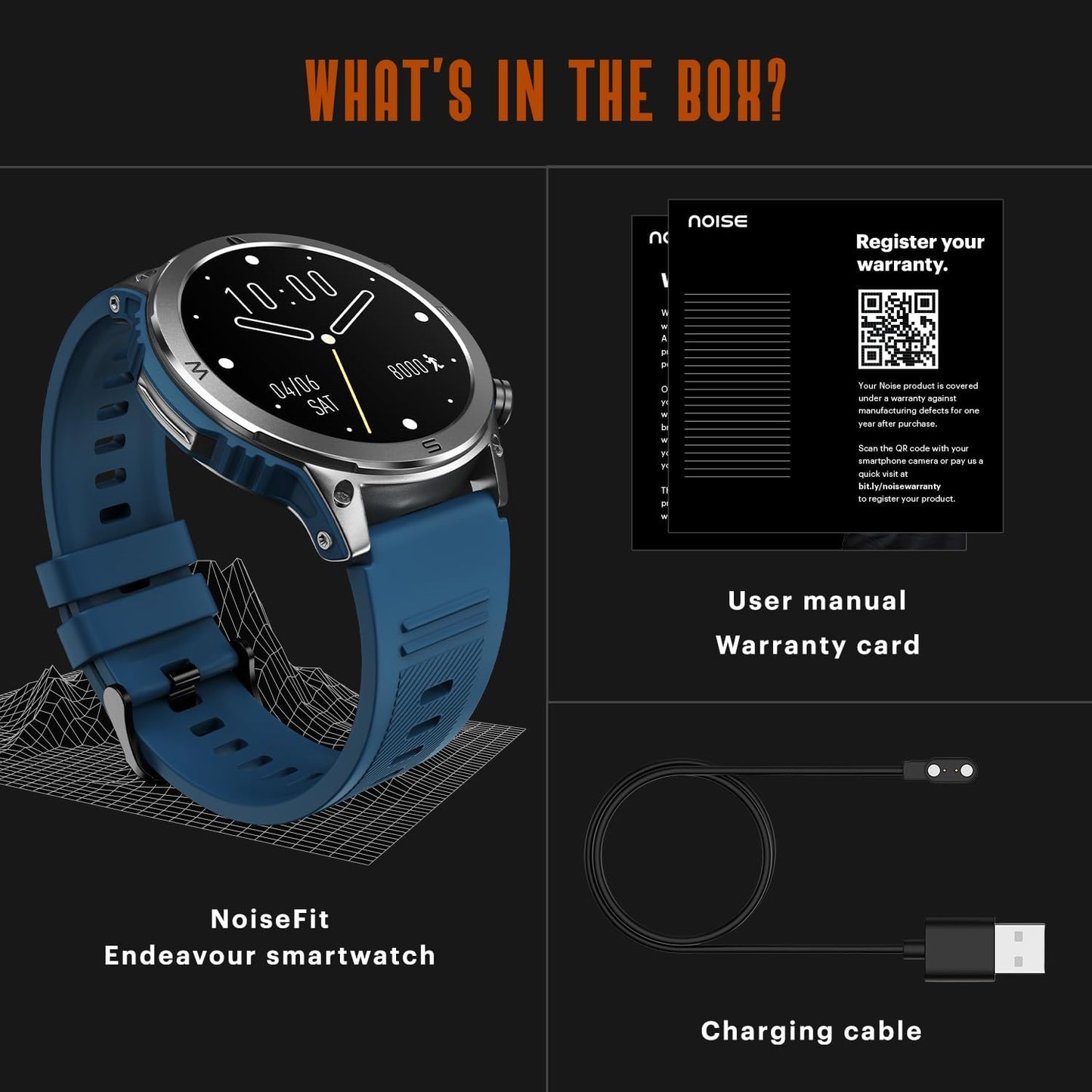 Noise Endeavour Rugged Design 1.46" AMOLED Display Smart Watch, BT Calling, SoS Feature, Rapid Health & 100+ Sports Modes- (Black)