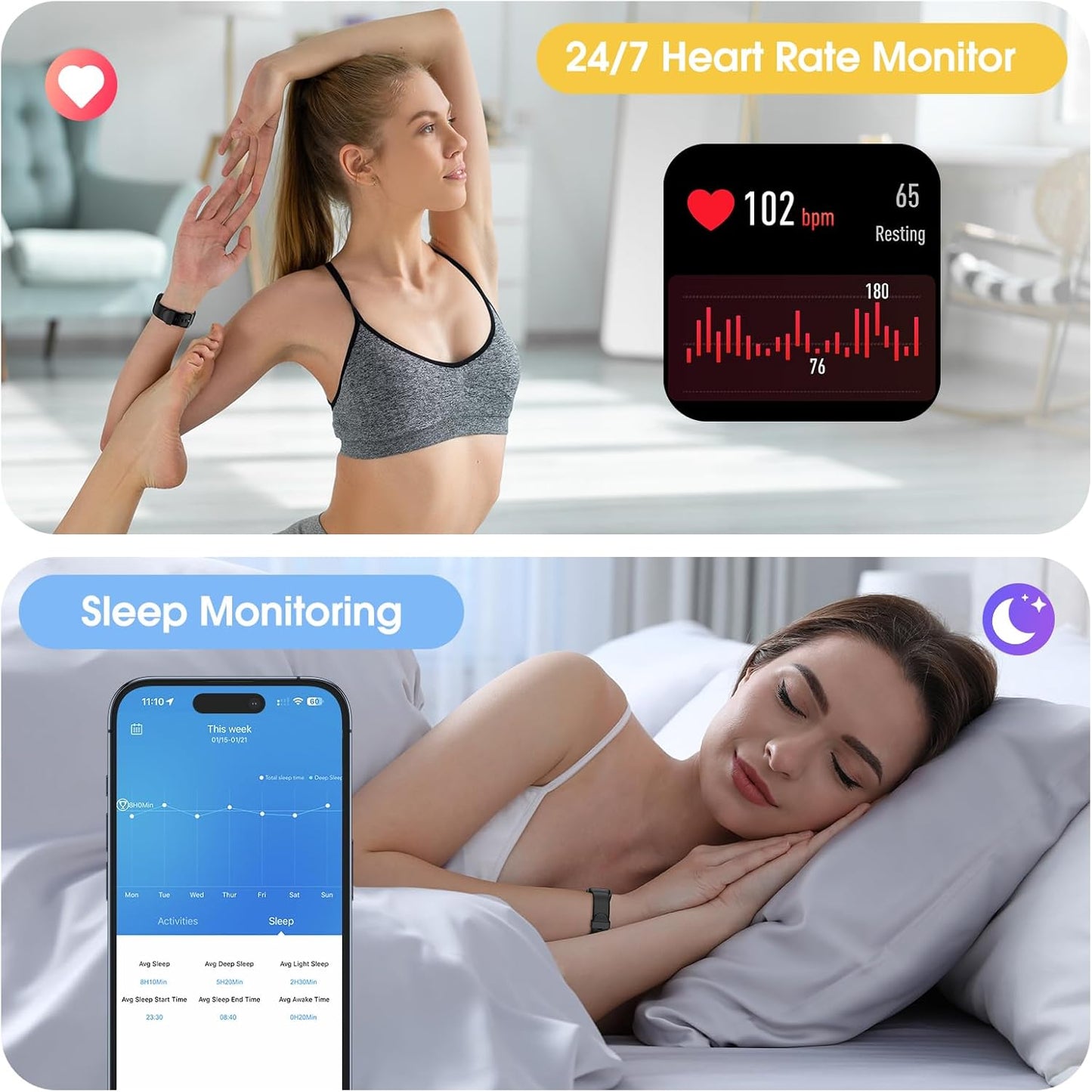 EURANS Smart Watch 41mm, Full Touchscreen Smartwatch, Fitness Tracker with Heart Rate Monitor & Blood Oxygen, IP68 Waterproof Pedometer Watch for Women Men Compatible with iOS & Android Phones