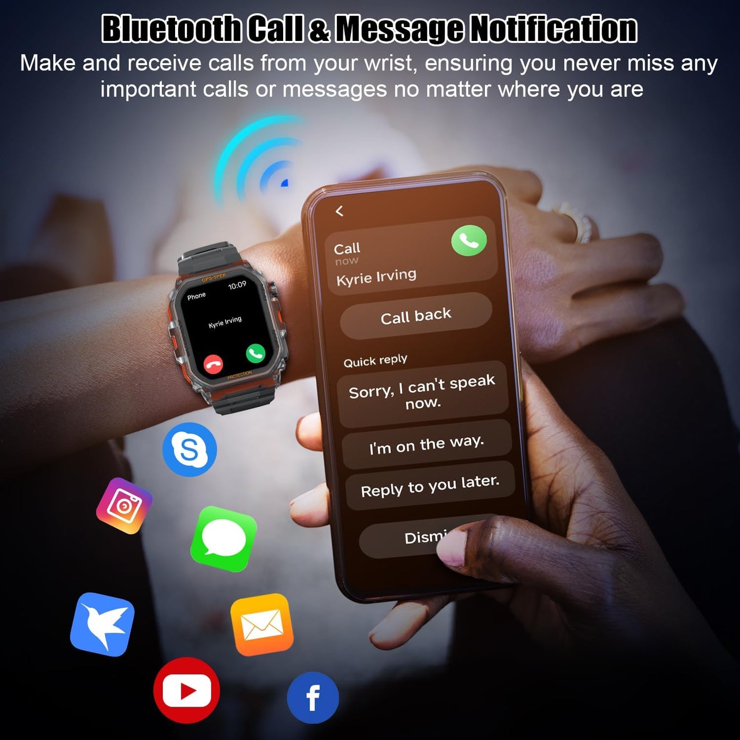 Leeyalan FT61 Smartwatch with GPS, Alexa Built-in, HRV Monitoring, 8-Day Battery, 1.75" Touchscreen, IP68 Waterproof, Fitness Tracker for 100+ Sports Modes