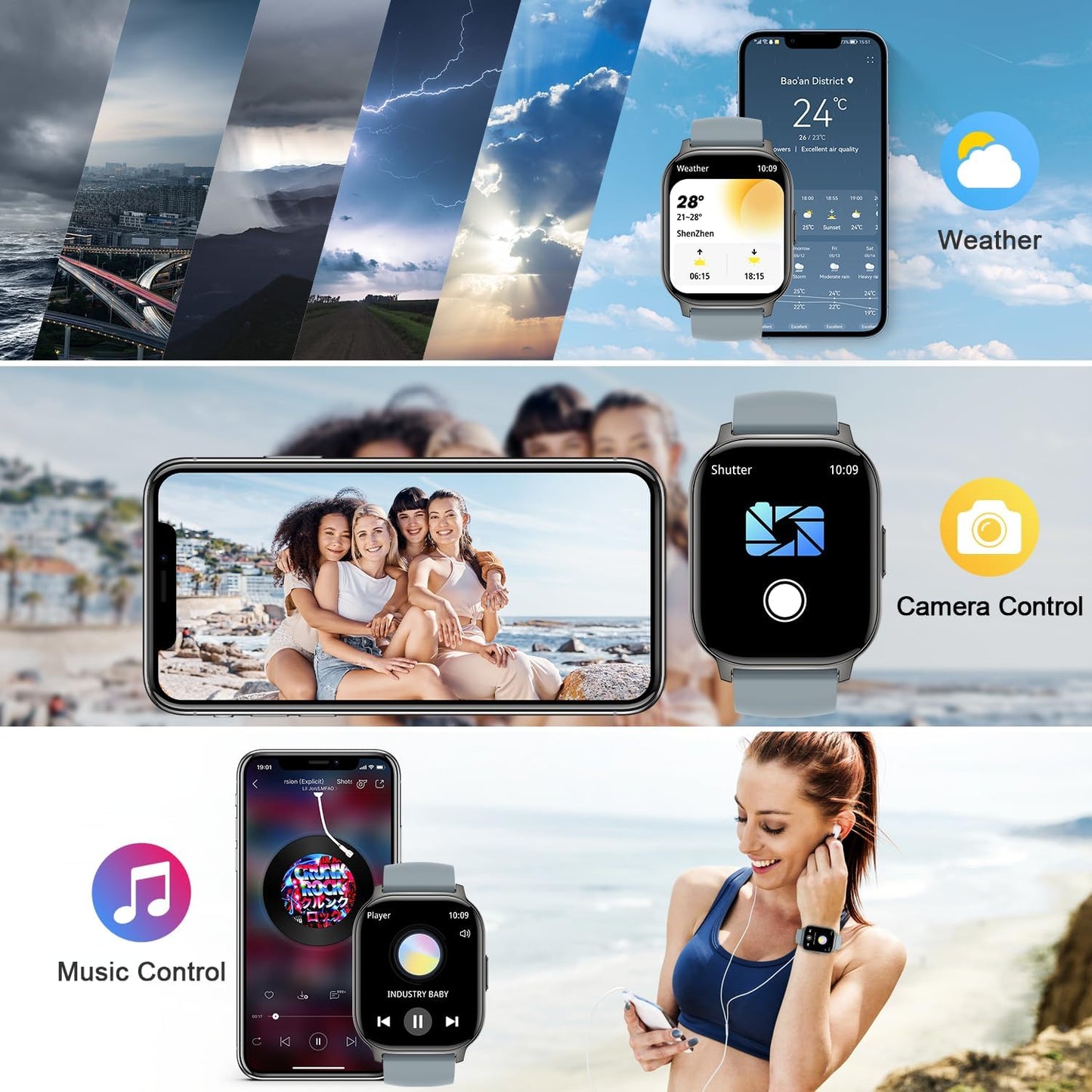 Smart Watch for Men Women Fitness: Make/Answer Call Smart Watches for Men Digital Mens Watches Waterproof Step Tracker Smartwatch Android Phones iPhone Samsung Compatible Heart Rate Monitor Gray