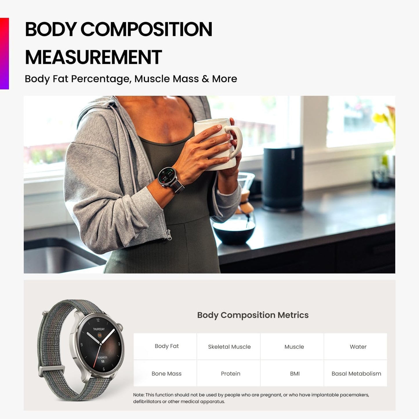 Amazfit Balance Smart Watch 46mm with Body Composition & Health Analysis, Sleep Recovery, GPS, Alexa Built-In, Bluetooth Calling, 14-Day Battery Life, 150+ Sports Modes, for Android iPhone, Black