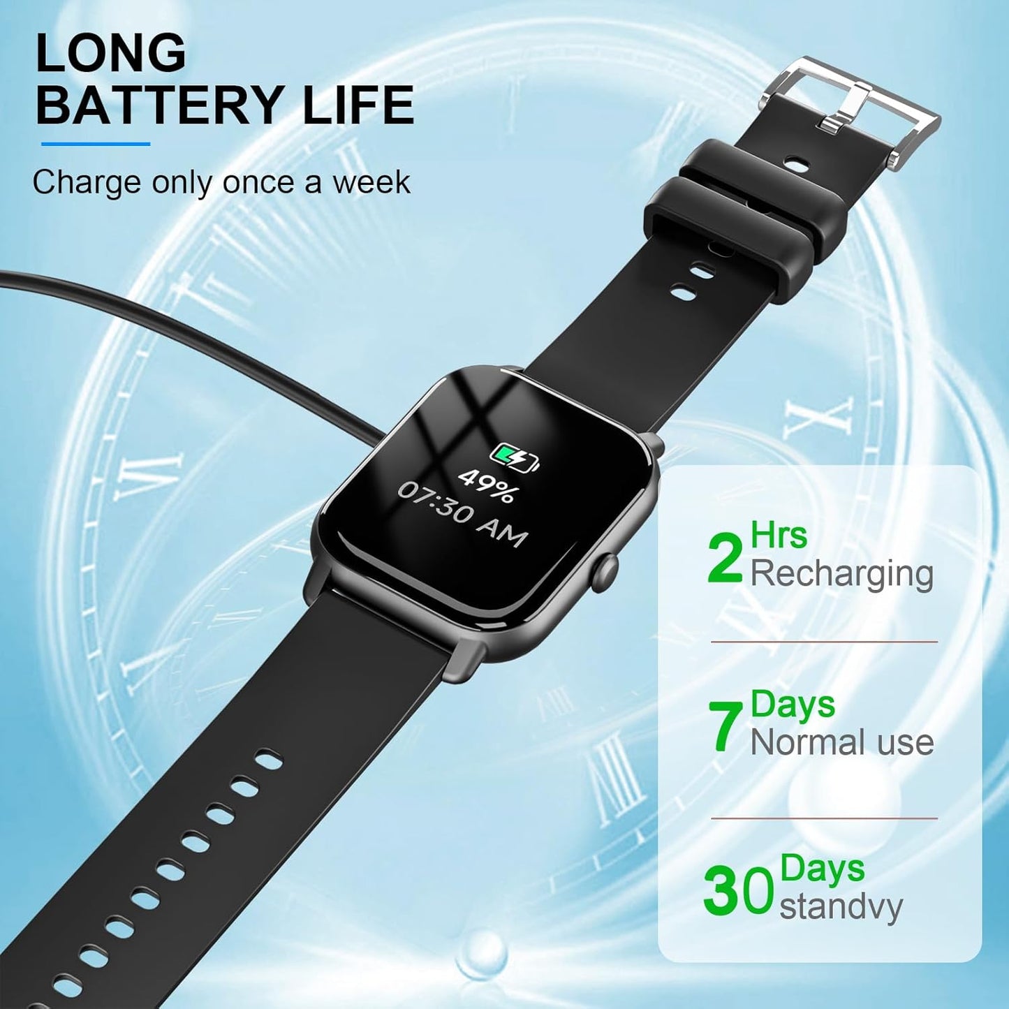 Garlo Smart Watch for Men Women, 1.85" Fitness Tracker, Heart Rate/Sleep Monitor/Pedometer, TFT HD Bluetooth, Multiple Sports Gym Modes, Waterproof Women Men Fitness Watch for Android iPhone (Black)