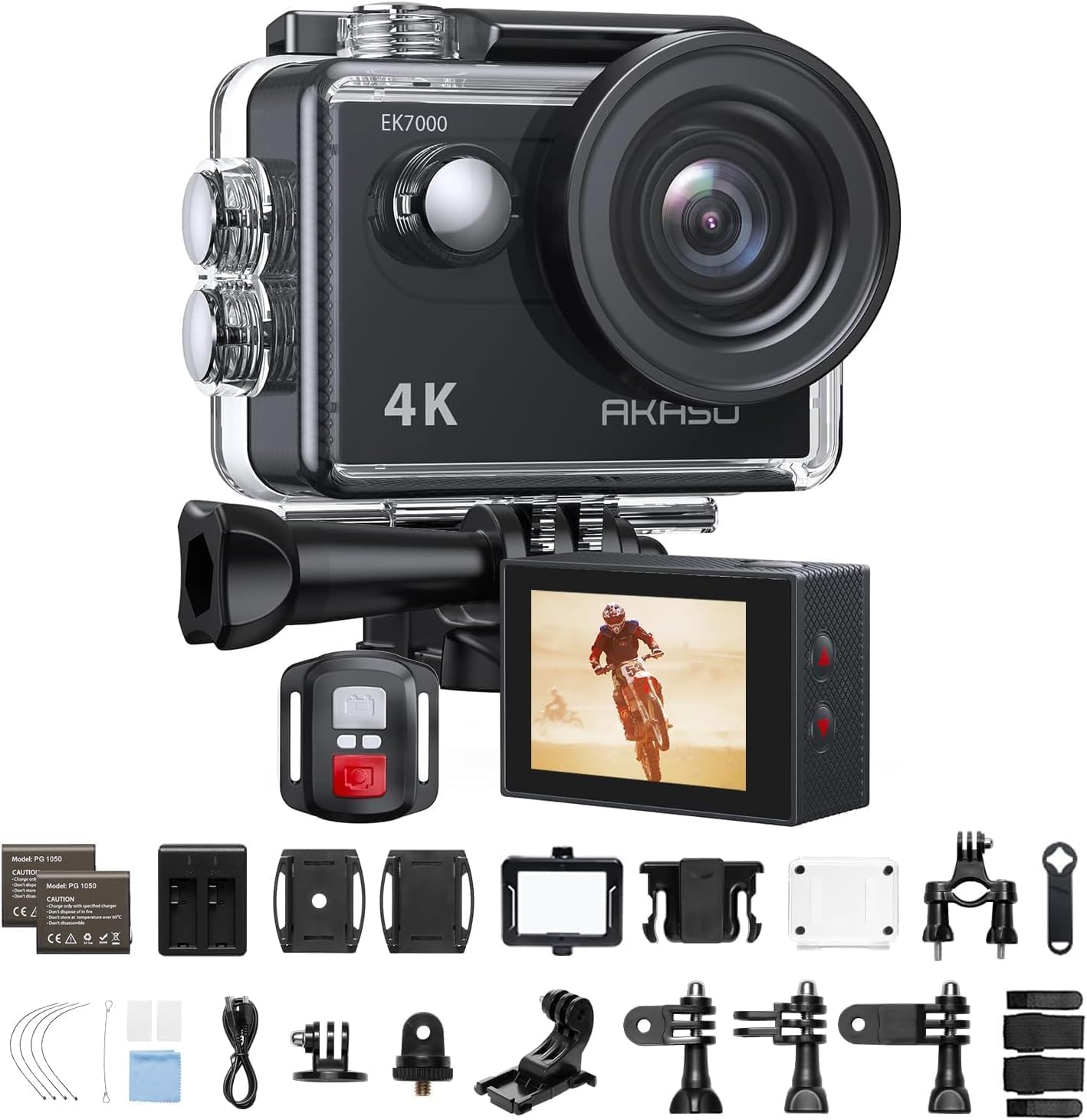 4K 30fps 20MP WiFi Sports Camera - 4k Camera Waterproof up to 30 m with Stabilization, 170° Wide Angle - 2.4G Remote Control - Ultra HD Image Quality for Adventure Enthusiasts