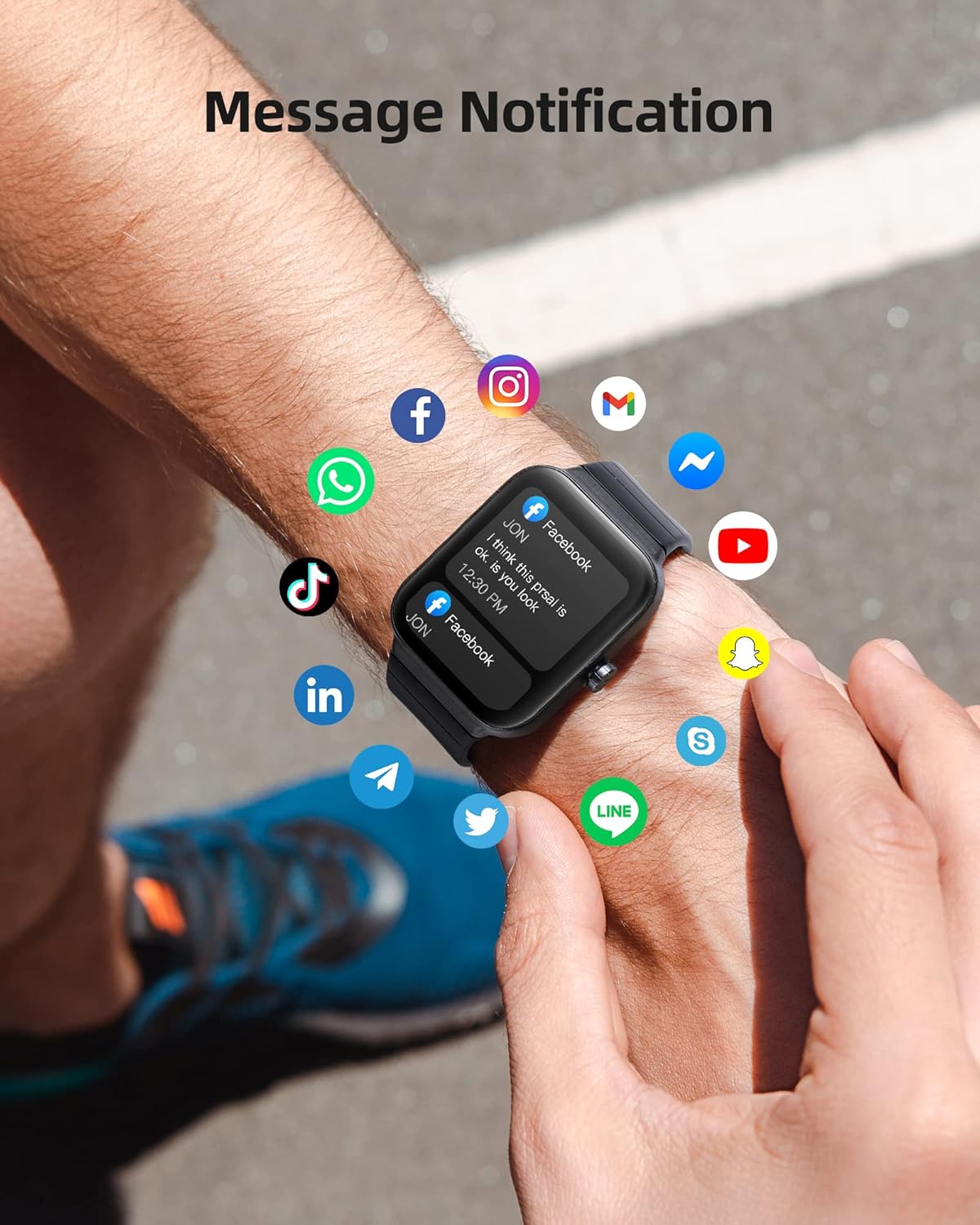 Parsonver Smart Watch for Men Women, Answer/Make Calls, Alexa Built-in, 1.8" Fitness Activity Tracker, Heart Rate Blood Oxygen Sleep Monitor for Android iPhone, IP68 Waterproof 100+ Sport Modes, GOPO1