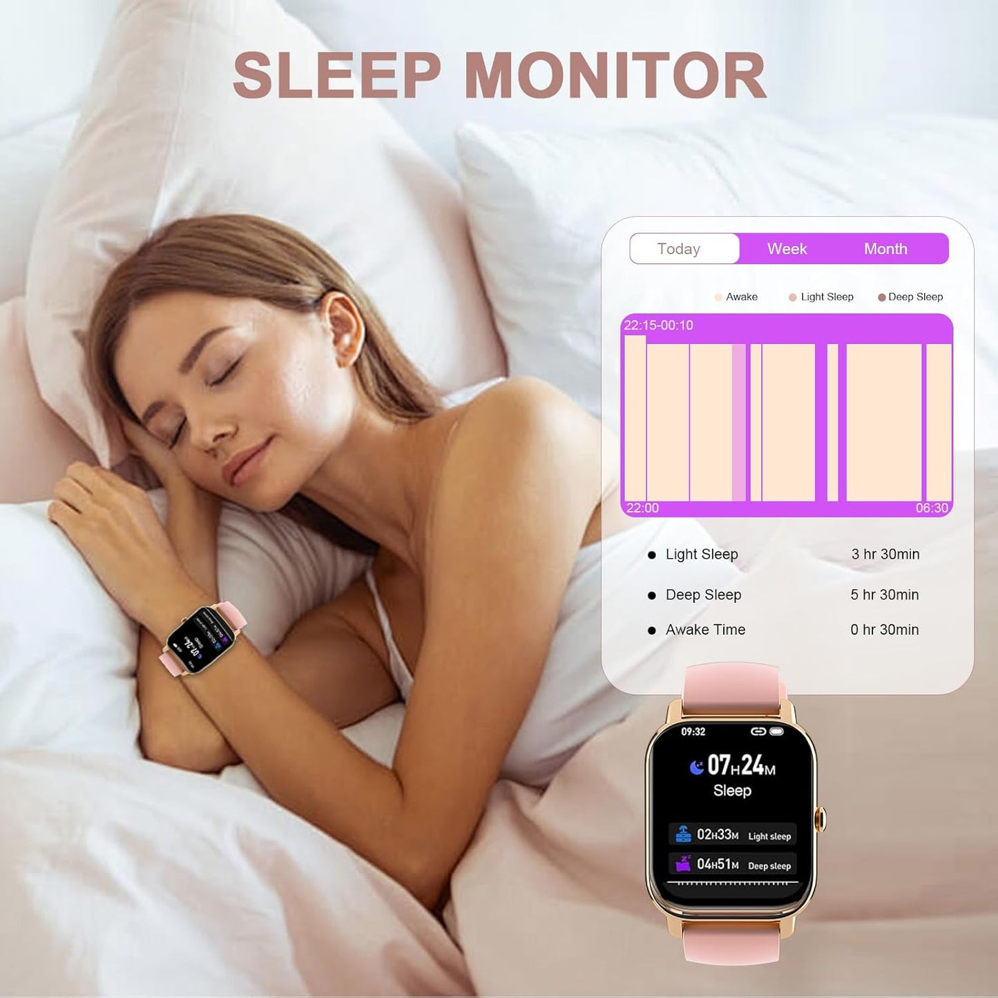 Garlo Smart Watch for Men Women, 1.85" Fitness Tracker, Heart Rate/Sleep Monitor/Pedometer, TFT HD Bluetooth, Multiple Sports Gym Modes, Waterproof Women Men Fitness Watch for Android iPhone (Pink)