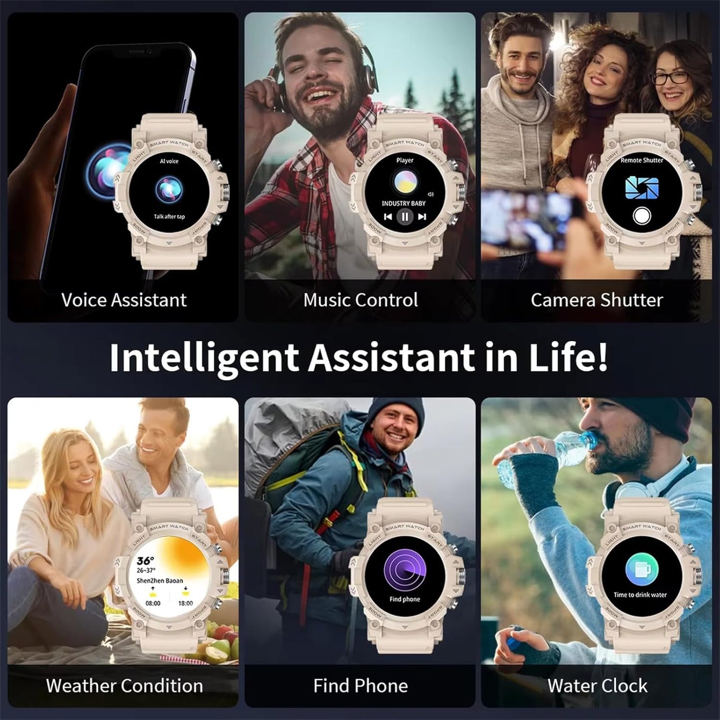 PEJE Smart Watch丨Smart Watches For Men gbeige