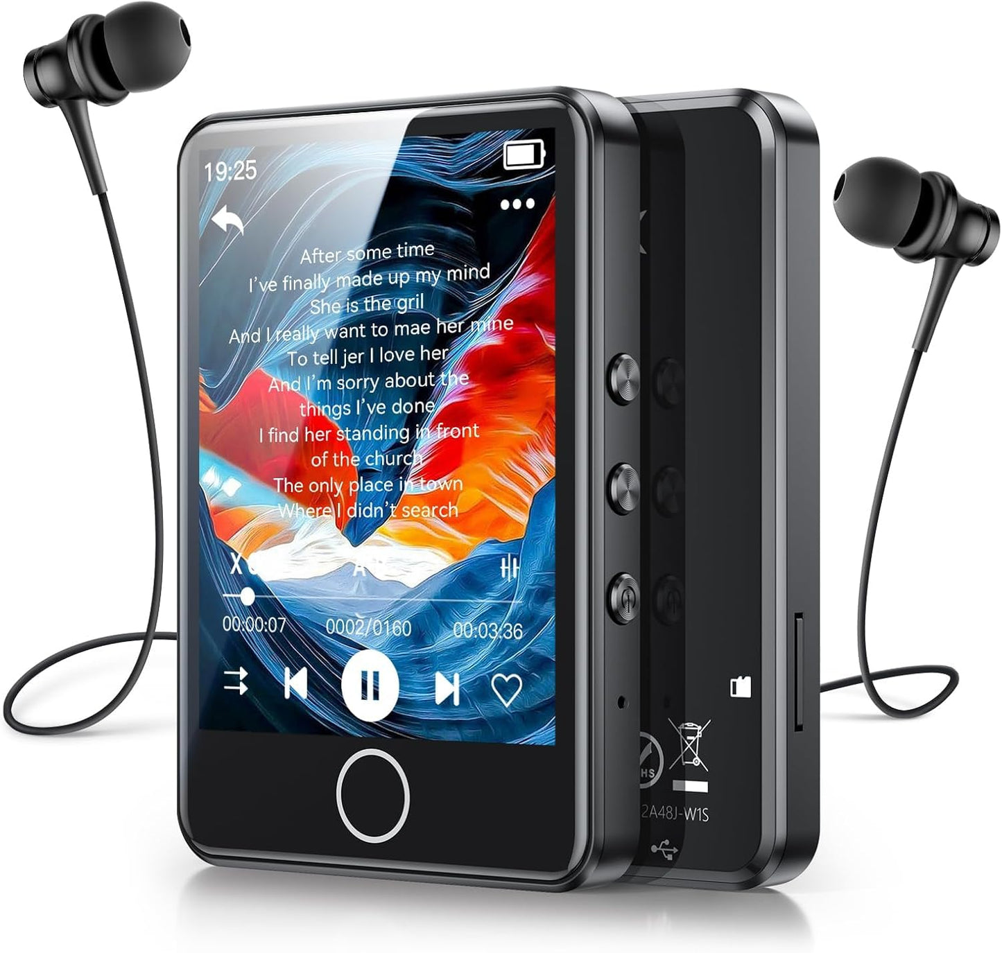 64GB MP3 Player with Bluetooth 5.3, AGPTEK 2.4" Full Touch Screen MP3 Music Player with Speaker, FM Radio, Voice Recorder, E-Book, Line-in Recording