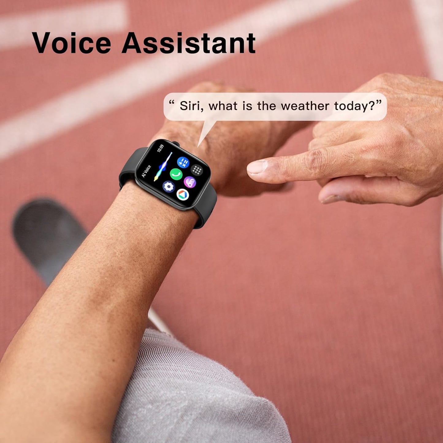 BRIBEJAT Smart Watch for Men Women Compatible iPhone Samsung Android, Voice Assistant & Answer/Make Call, 2.01'' Large Screen IP68 Waterproof, 110+ Sports, Spo2/Heart Rate/Sleep Monitor, Black