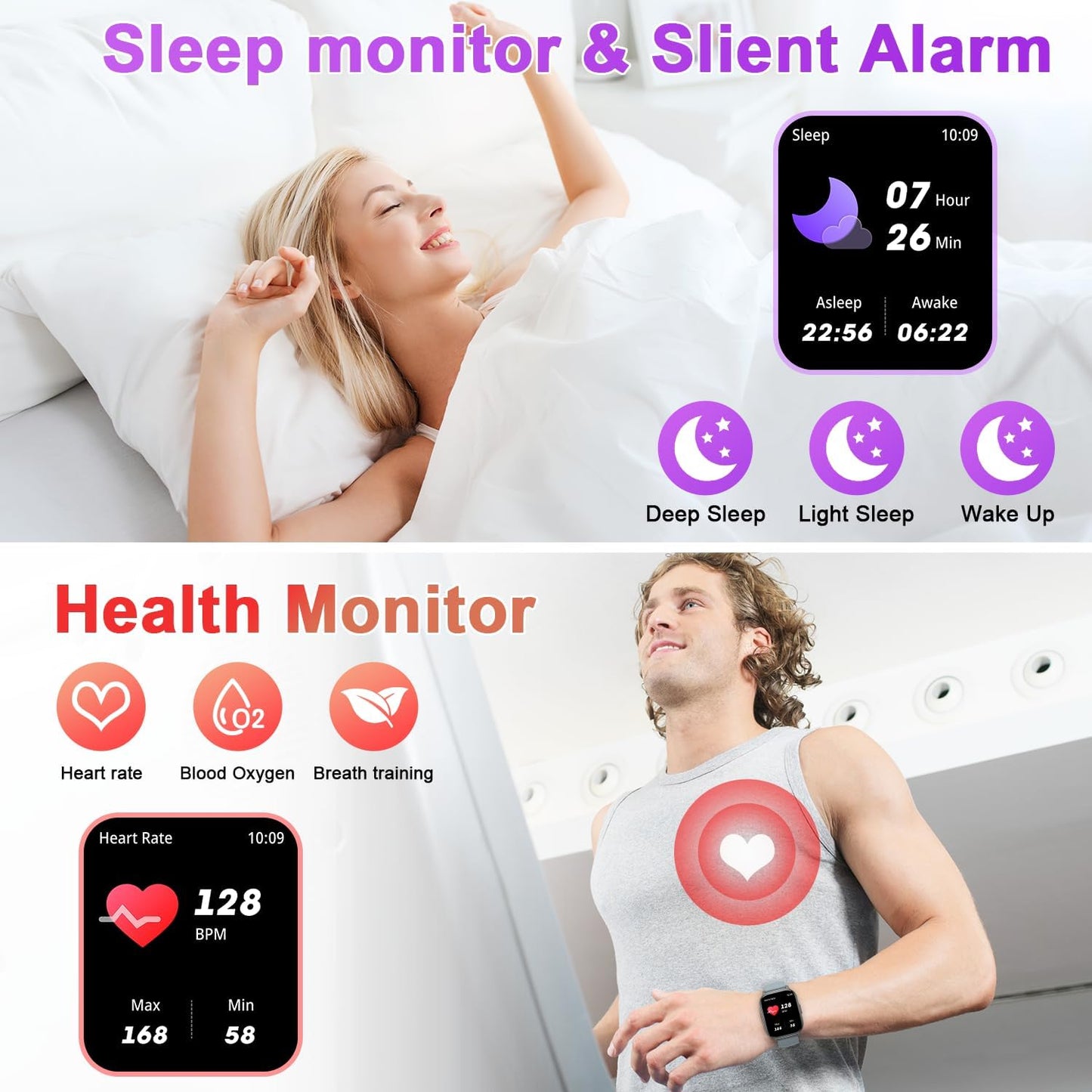 Smart Watch for Men Women Fitness: Make/Answer Call Smart Watches for Men Digital Mens Watches Waterproof Step Tracker Smartwatch Android Phones iPhone Samsung Compatible Heart Rate Monitor Gray
