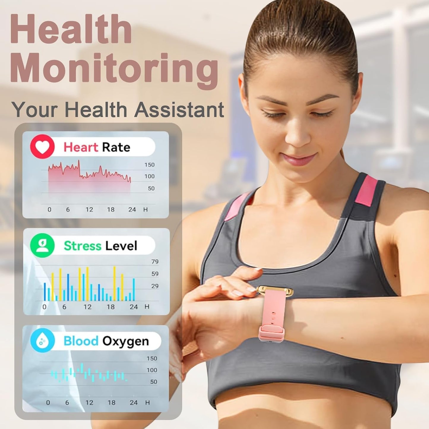 Garlo Smart Watch for Men Women, 1.85" Fitness Tracker, Heart Rate/Sleep Monitor/Pedometer, TFT HD Bluetooth, Multiple Sports Gym Modes, Waterproof Women Men Fitness Watch for Android iPhone (Pink)