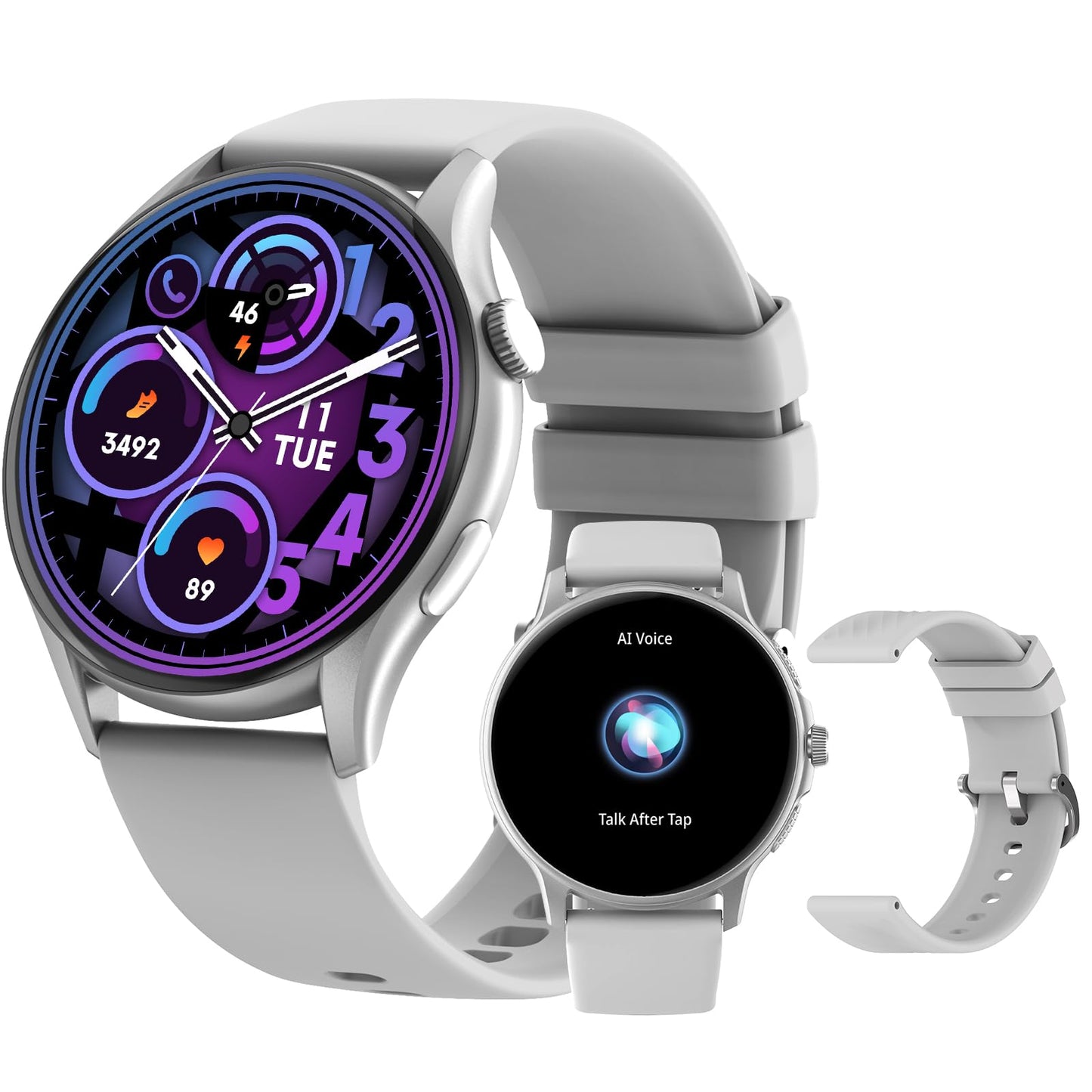 PEJE ZW10-AMD 1.43" Smartwatch -Smart Watches for Men, SpO2/HR/Sleep Monitor, Muslim Prayer Alerts,IP68 Waterproof, 120 Sports Modes, Bluetooth Calls Compatible Android iOS,Bring a spare strap (Pink)
