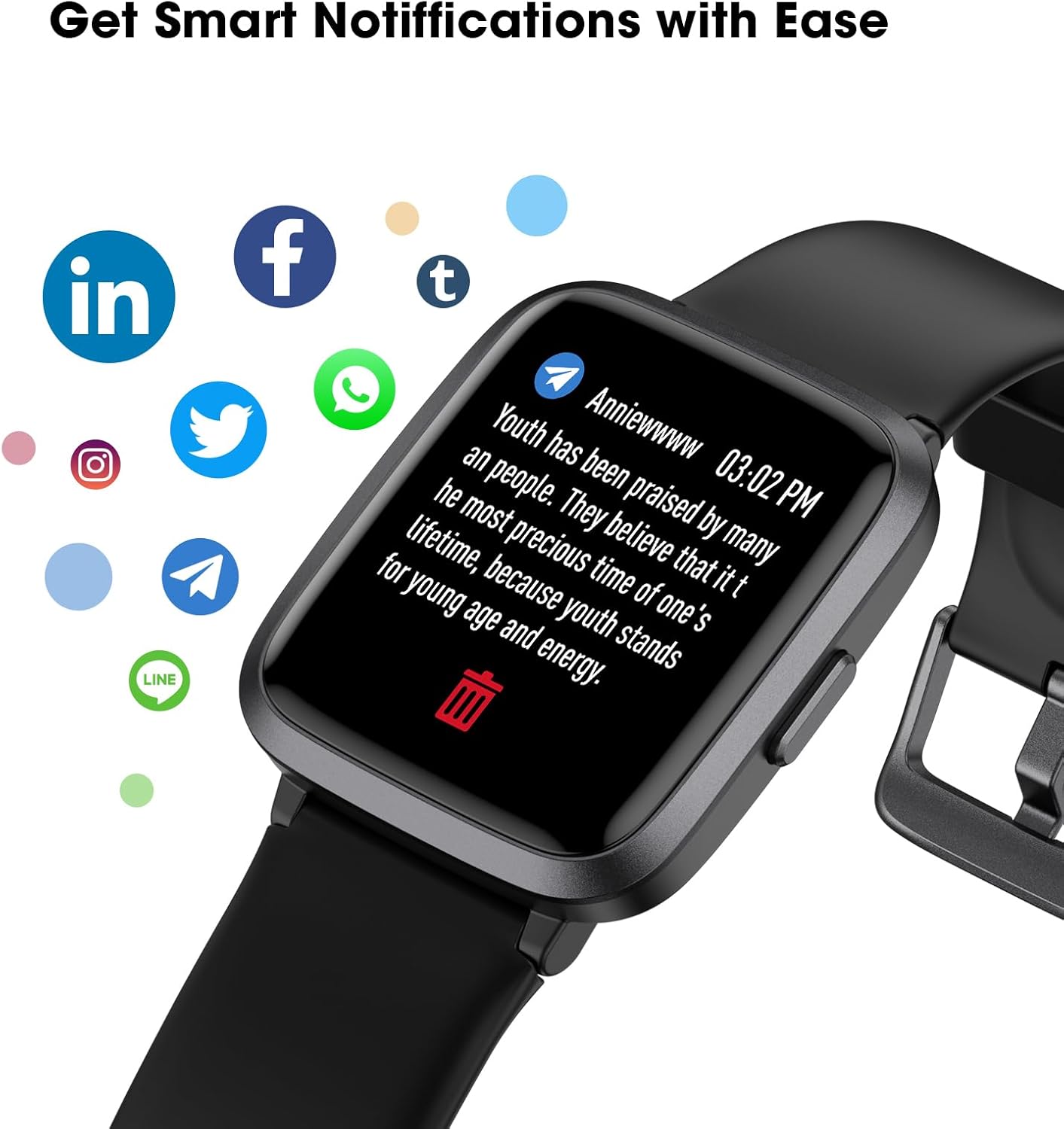 EURANS Smart Watch 41mm, Full Touchscreen Smartwatch, Fitness Tracker with Heart Rate Monitor & Blood Oxygen, IP68 Waterproof Pedometer Watch for Women Men Compatible with iOS & Android Phones