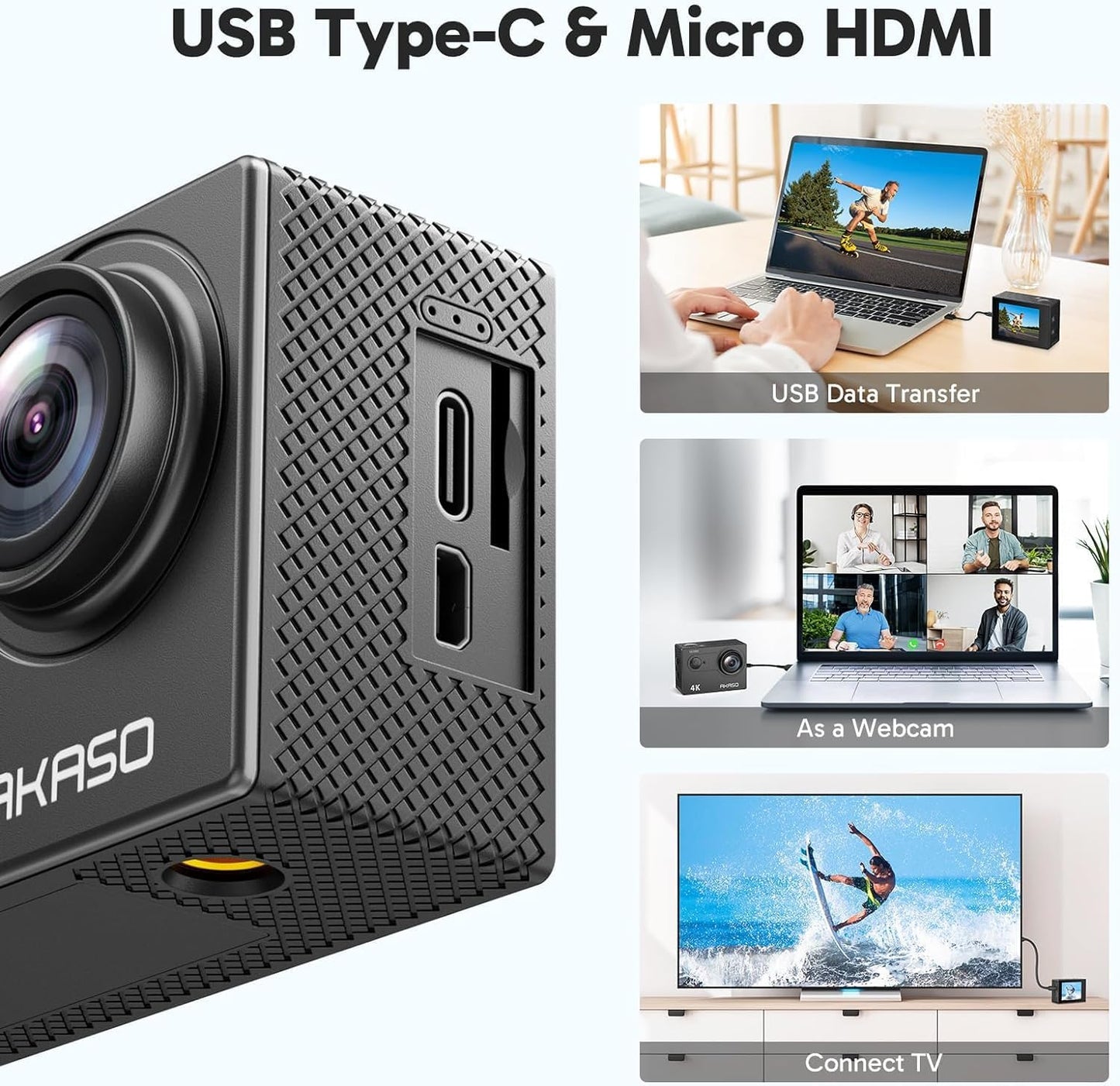 4K 30fps 20MP WiFi Sports Camera - 4k Camera Waterproof up to 30 m with Stabilization, 170° Wide Angle - 2.4G Remote Control - Ultra HD Image Quality for Adventure Enthusiasts
